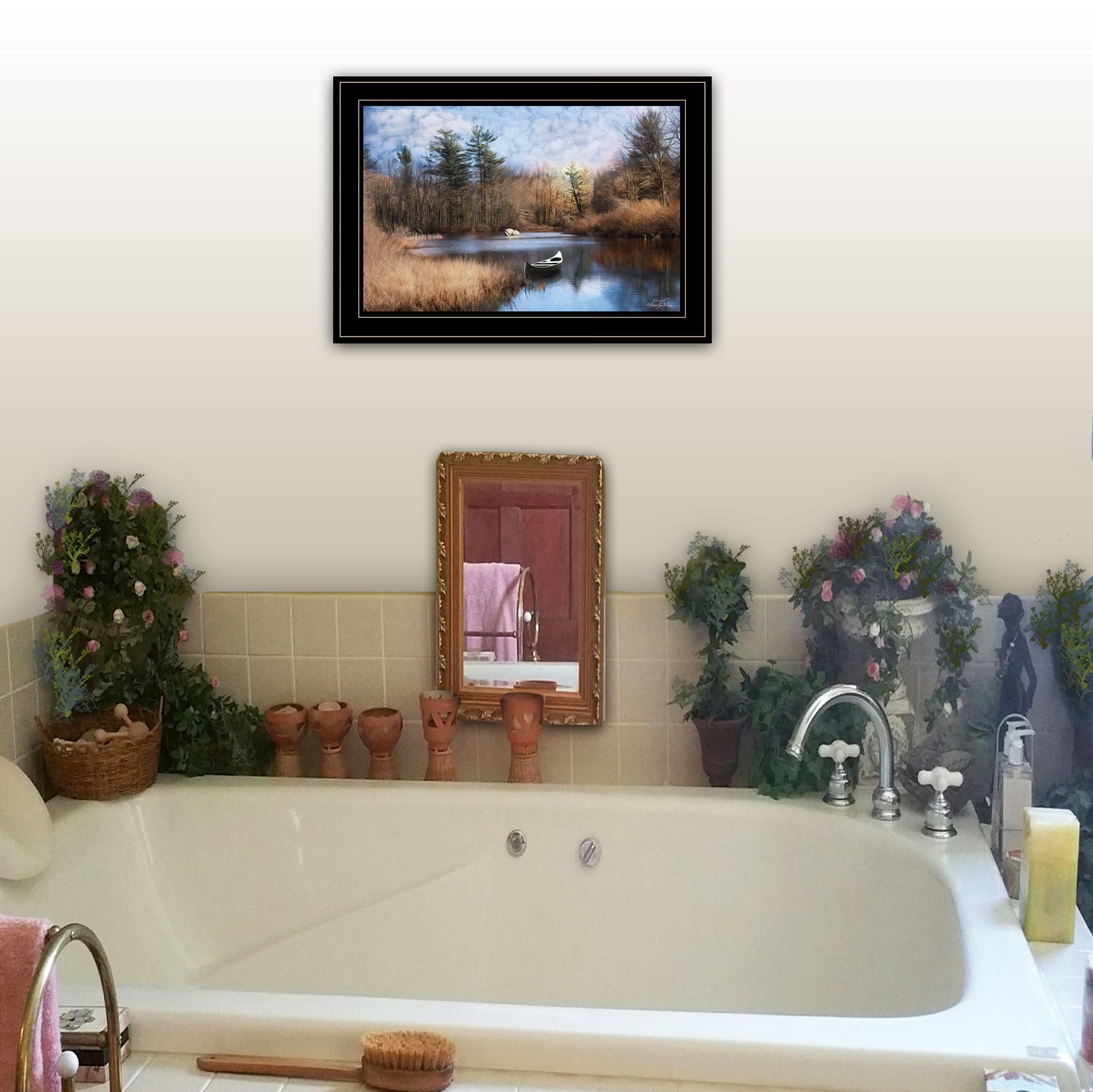 Riverside 2 Black Framed Print Wall Art