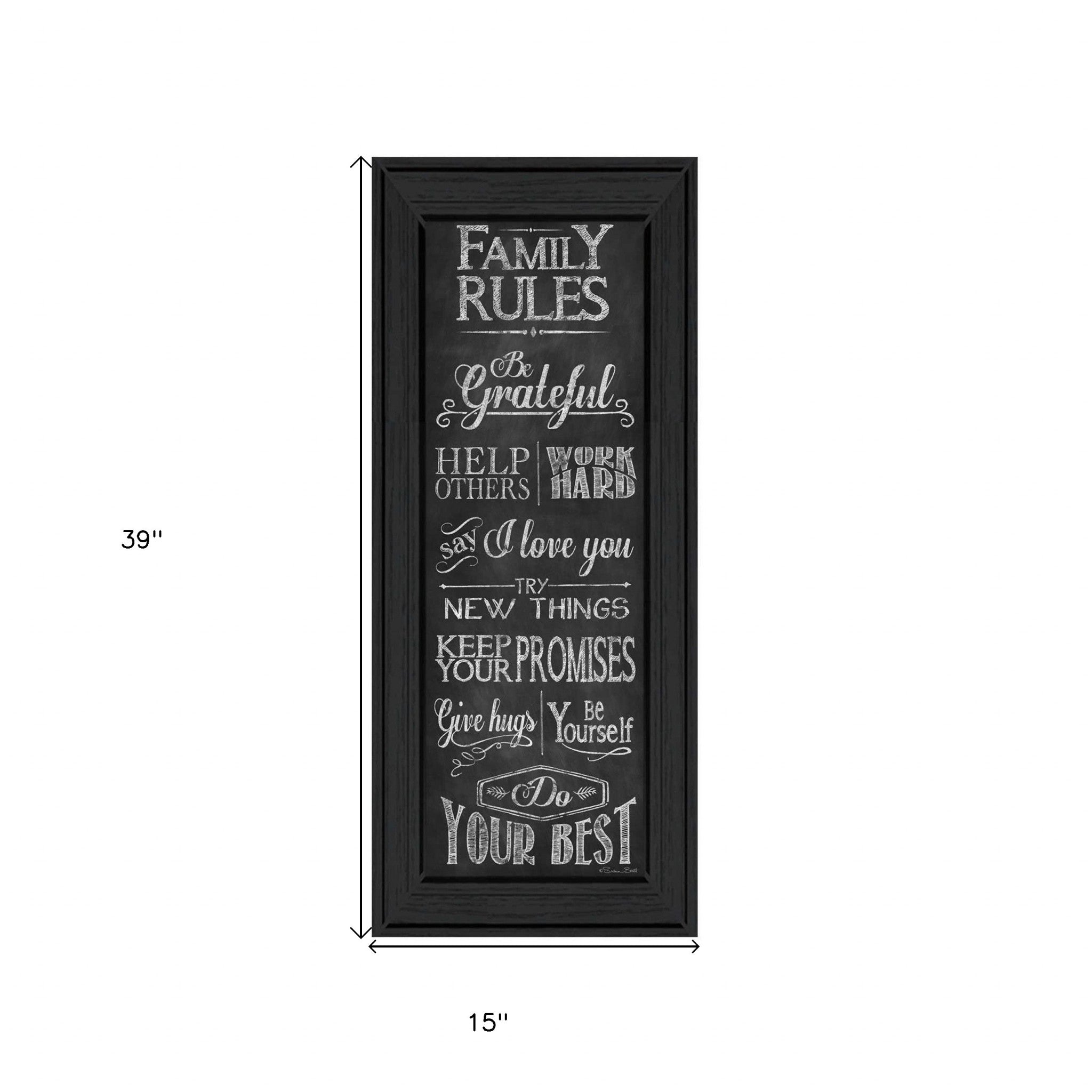 Family Rules 1 Black Framed Print Wall Art