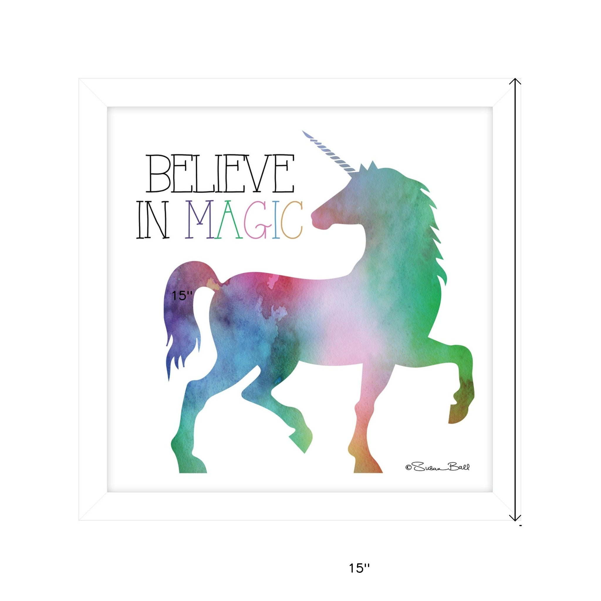 Believe In Magic Unicorn White Framed Print Wall Art