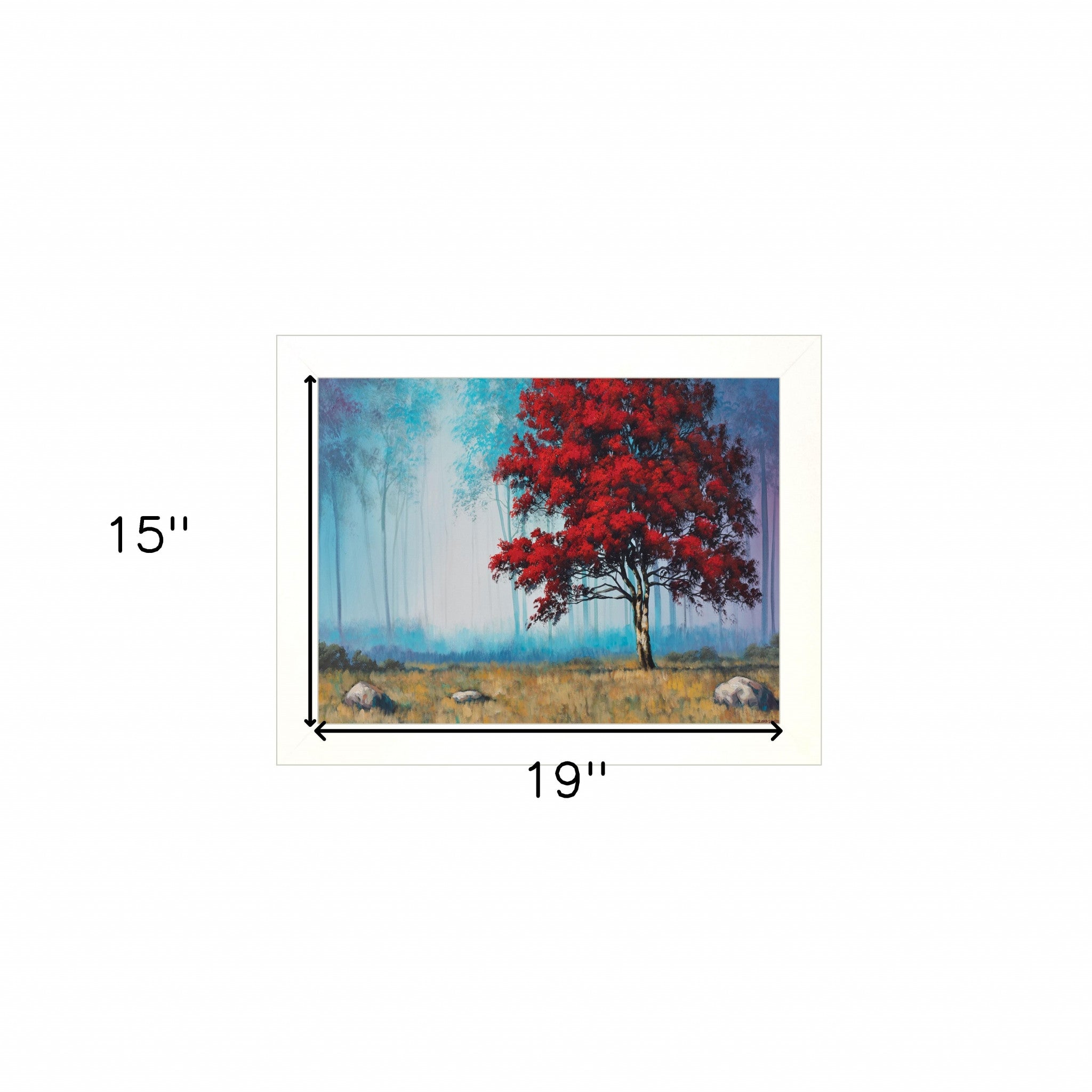 Red Tree 3 White Framed Print Wall Art