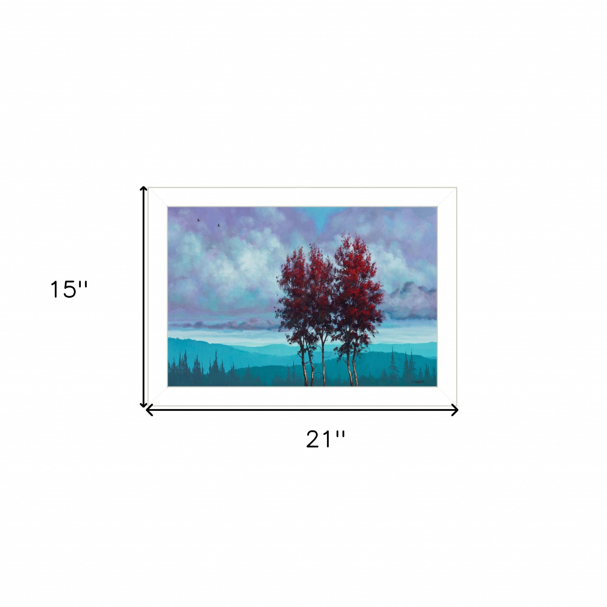 Two Red Trees 1 White Framed Print Wall Art