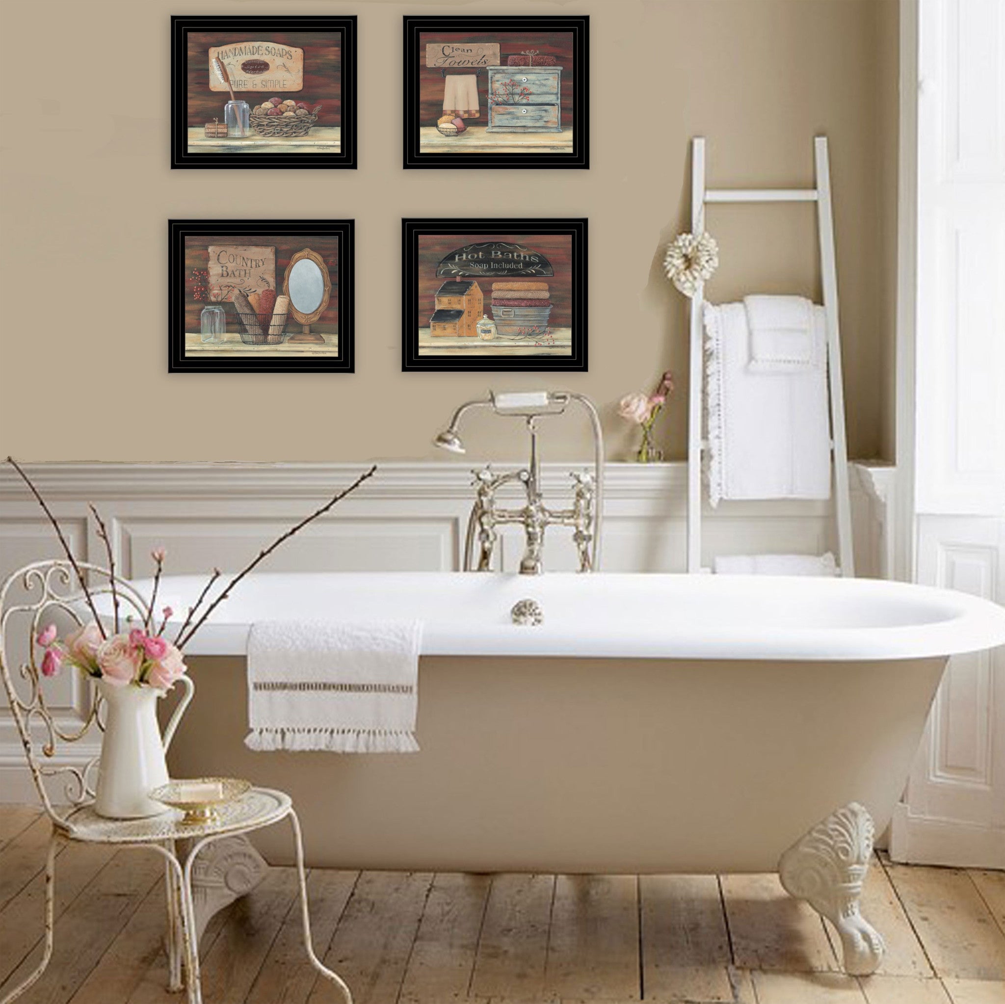 Set Of Four Bathroom Black Framed Print Bathroom Wall Art