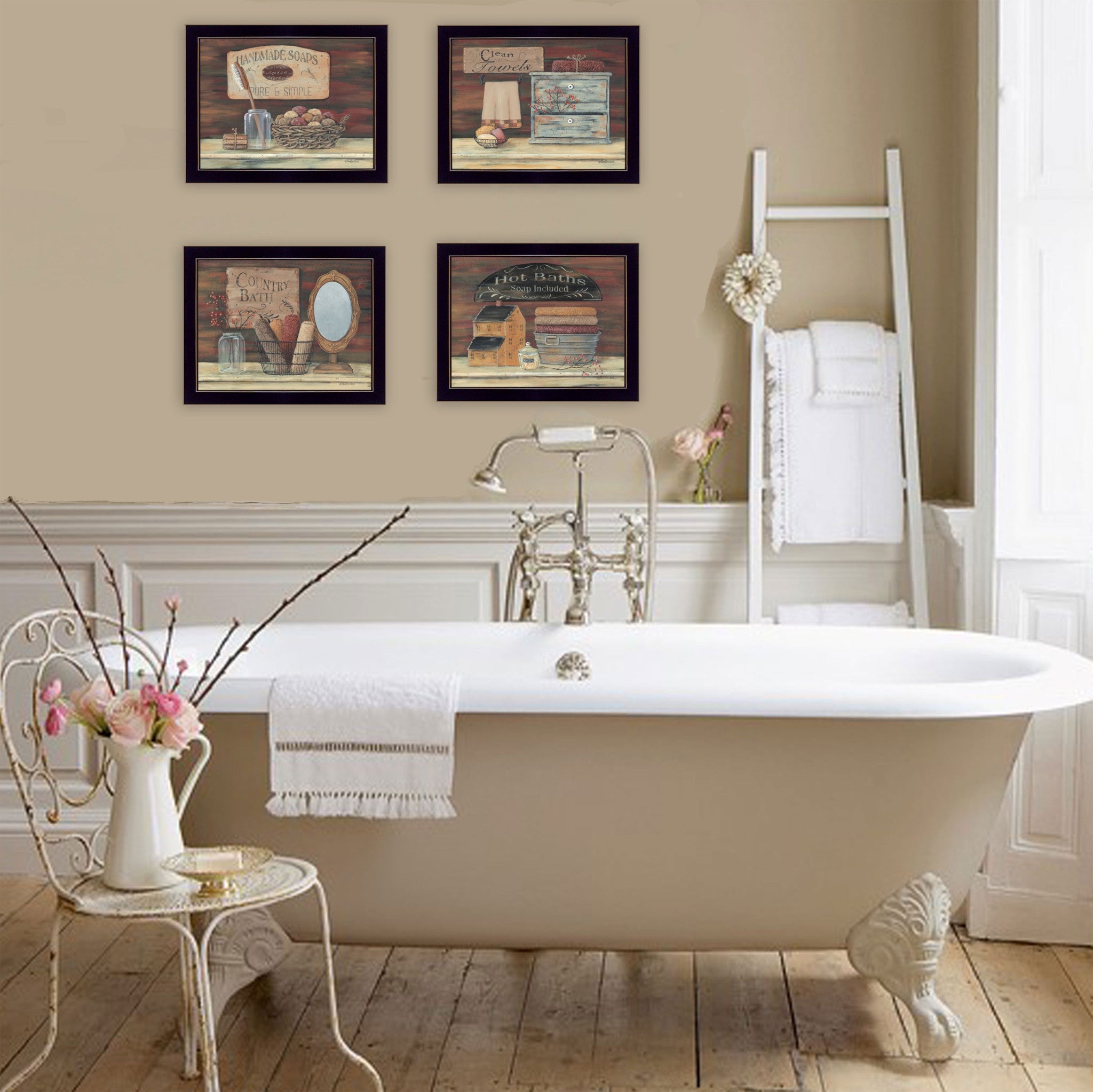 Set Of Four Bathroom Black Framed Print Bathroom Wall Art