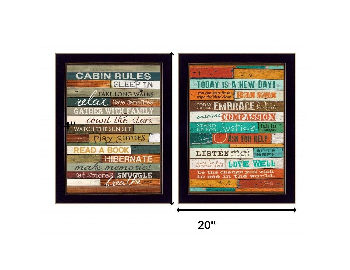 Set Of Two Wood Plank Black Framed Print Wall Art