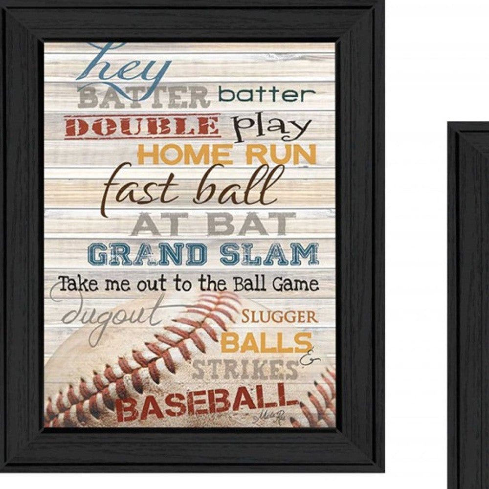 Set Of Two Baseball 1 Black Framed Print Wall Art