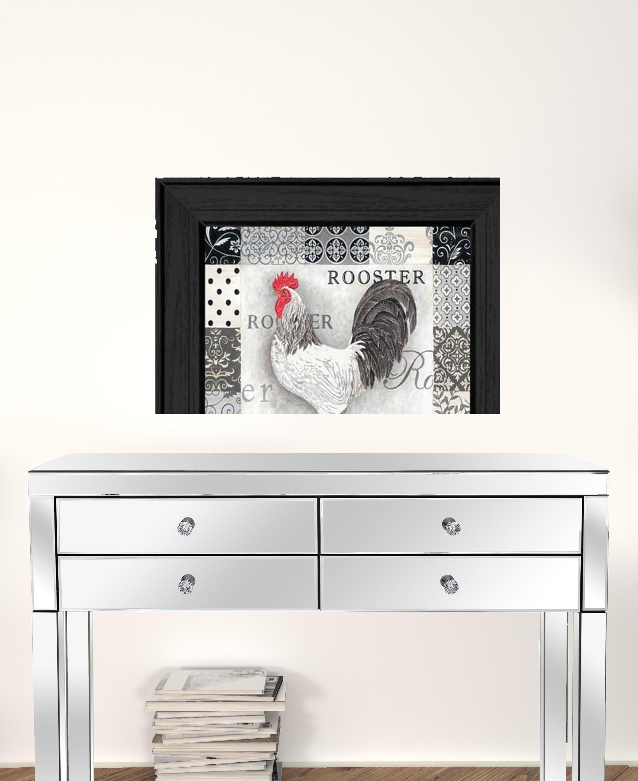 Set Of Two Rooster I Black Framed Print Wall Art