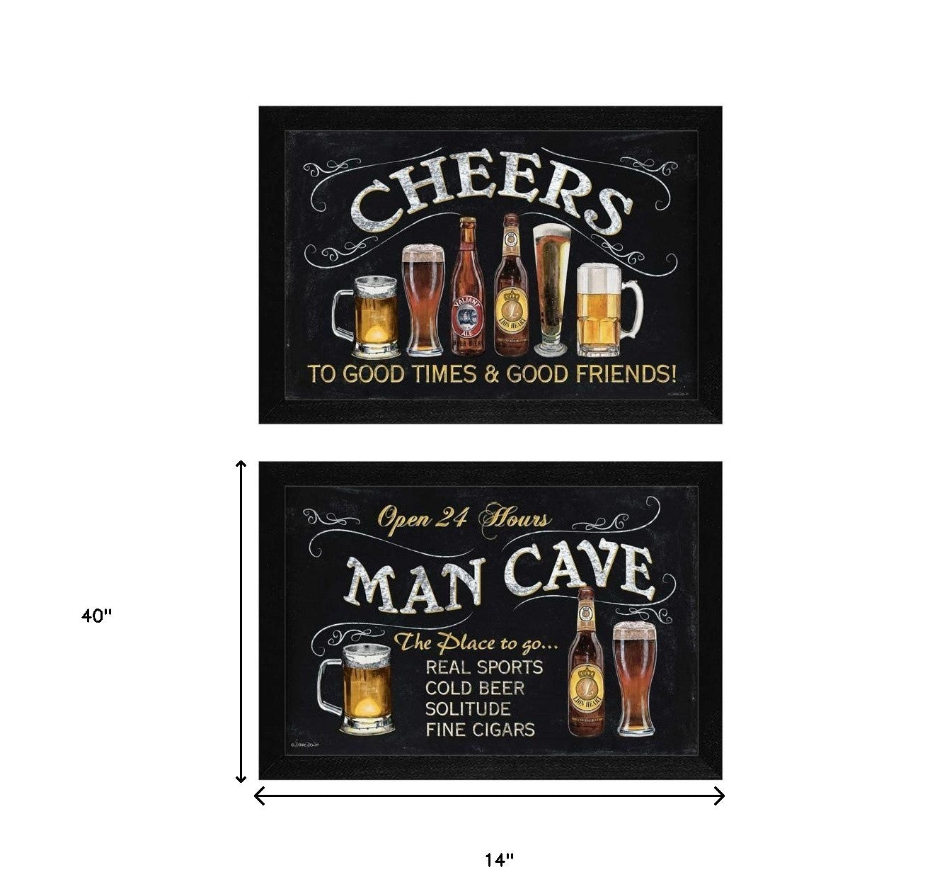 Set Of Two Cheers Black Framed Print Wall Art