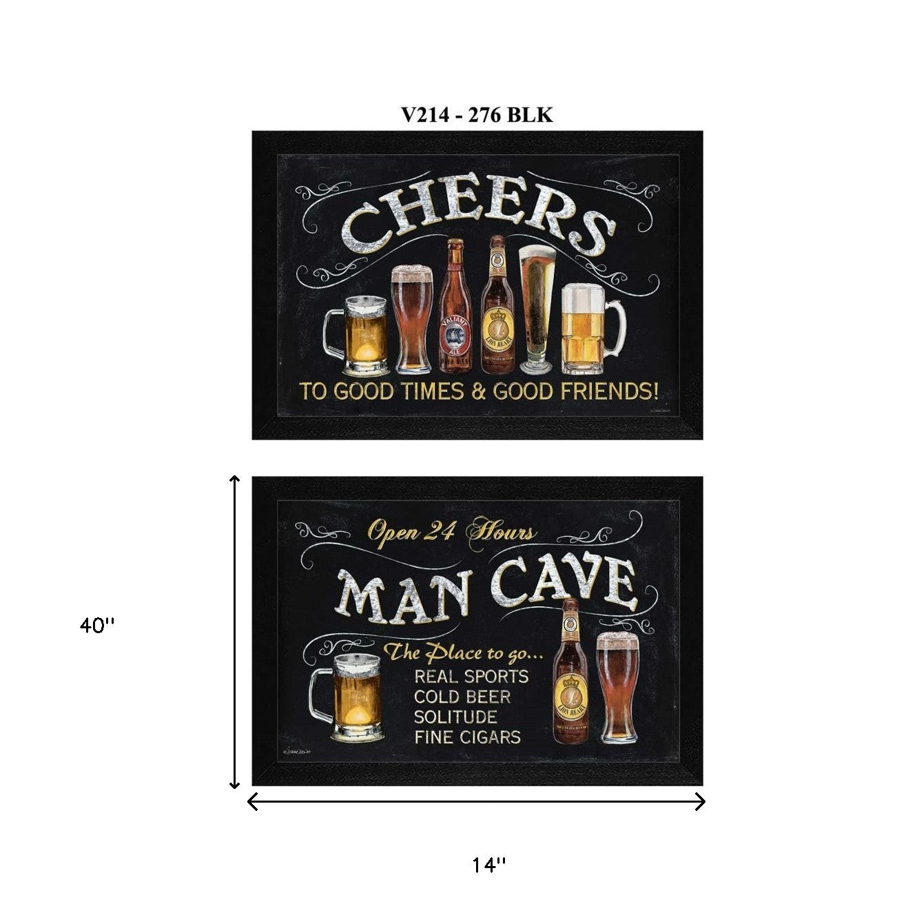 Set Of Two Cheers Black Framed Print Wall Art