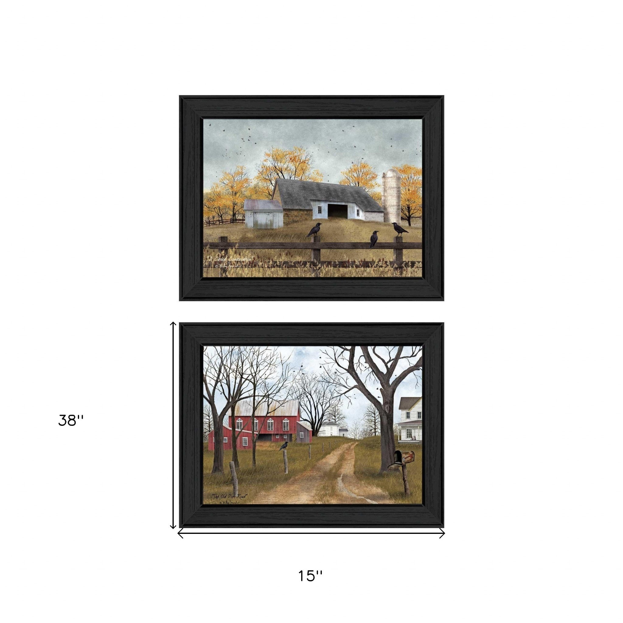 Set Of Two Country Roads 3 Black Framed Print Wall Art