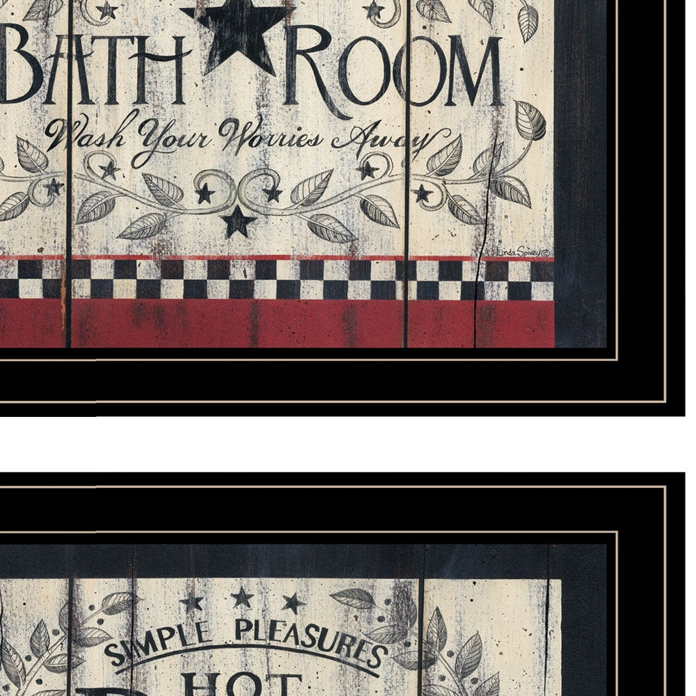 Set Of Two Hot Bath 8 Black Framed Print Wall Art