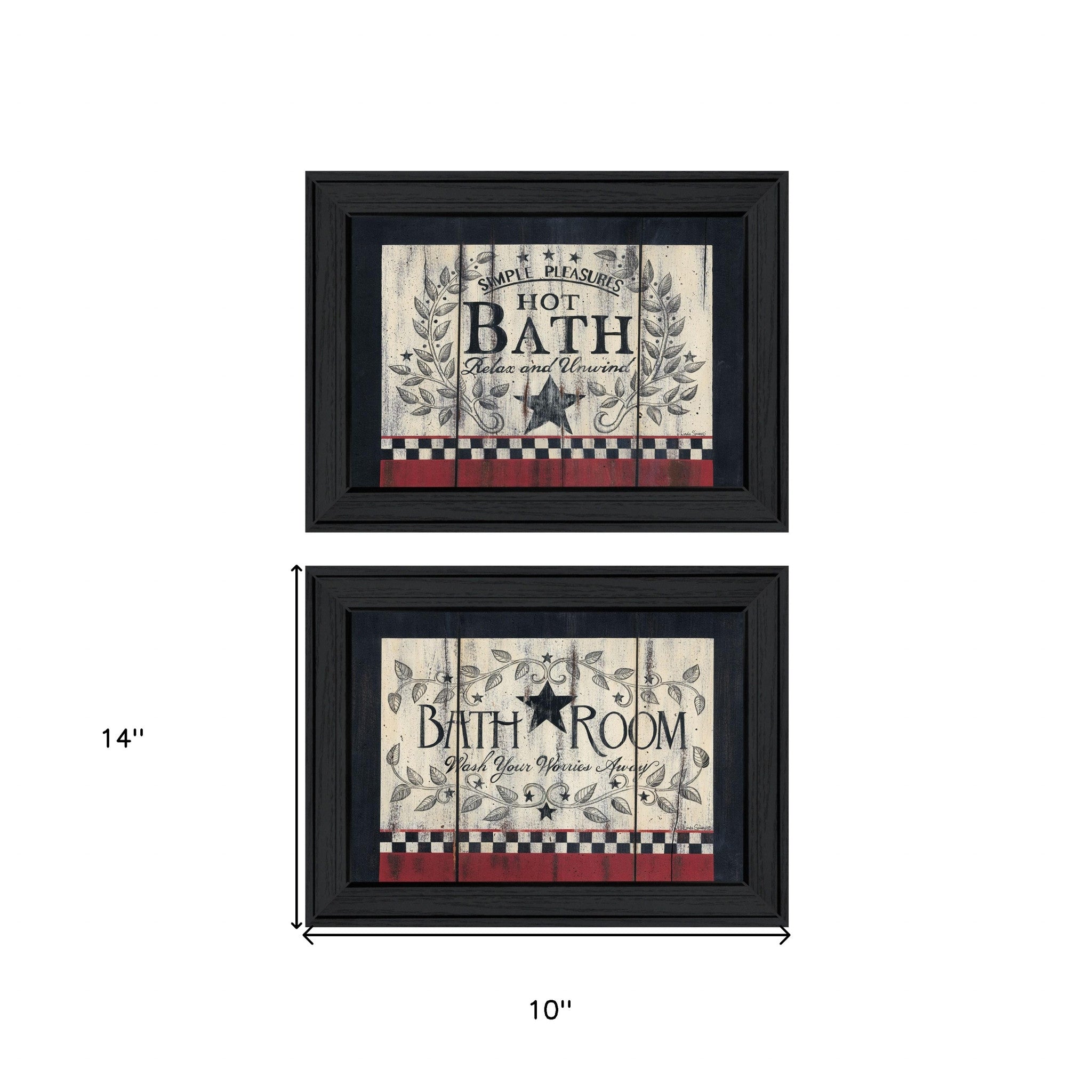 Set Of Two Hot Bath 1 Black Framed Print Wall Art