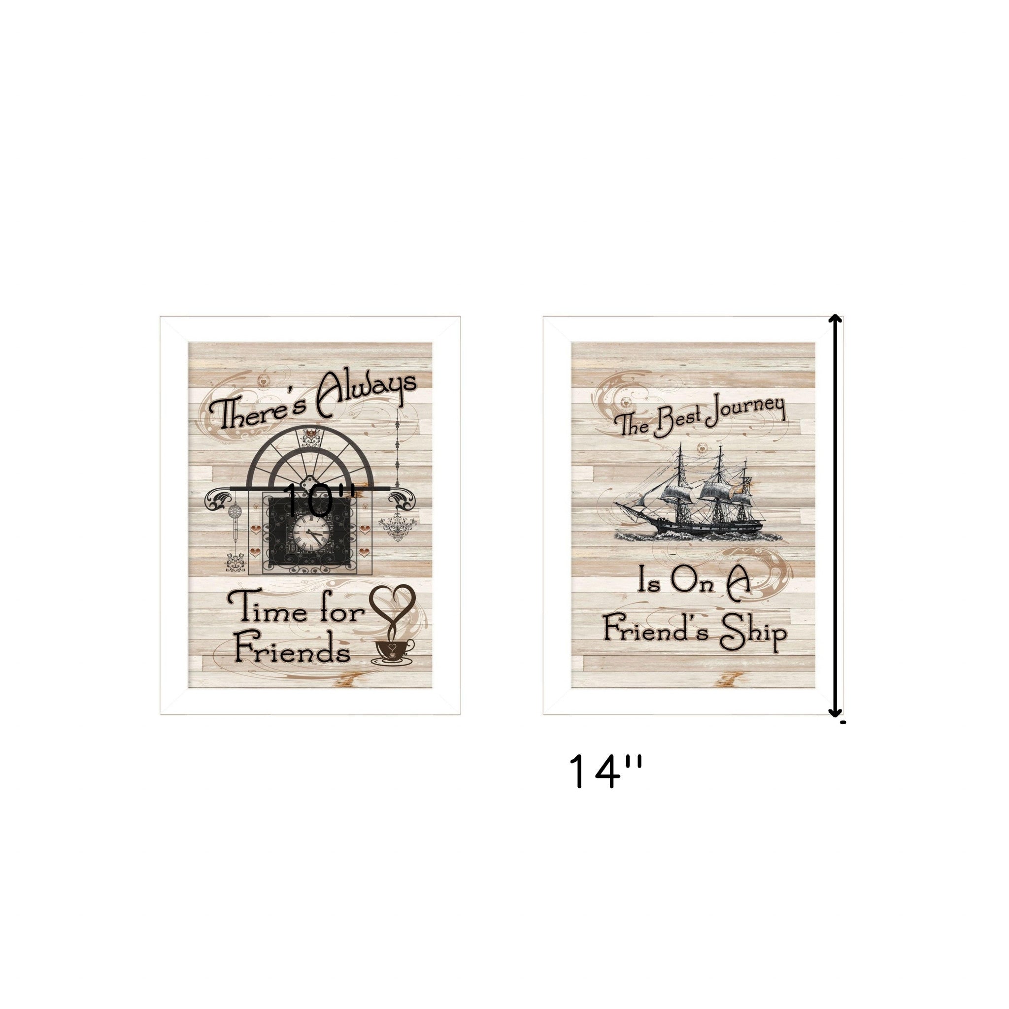 Set Of Two Friendship Journey 3 White Framed Print Wall Art