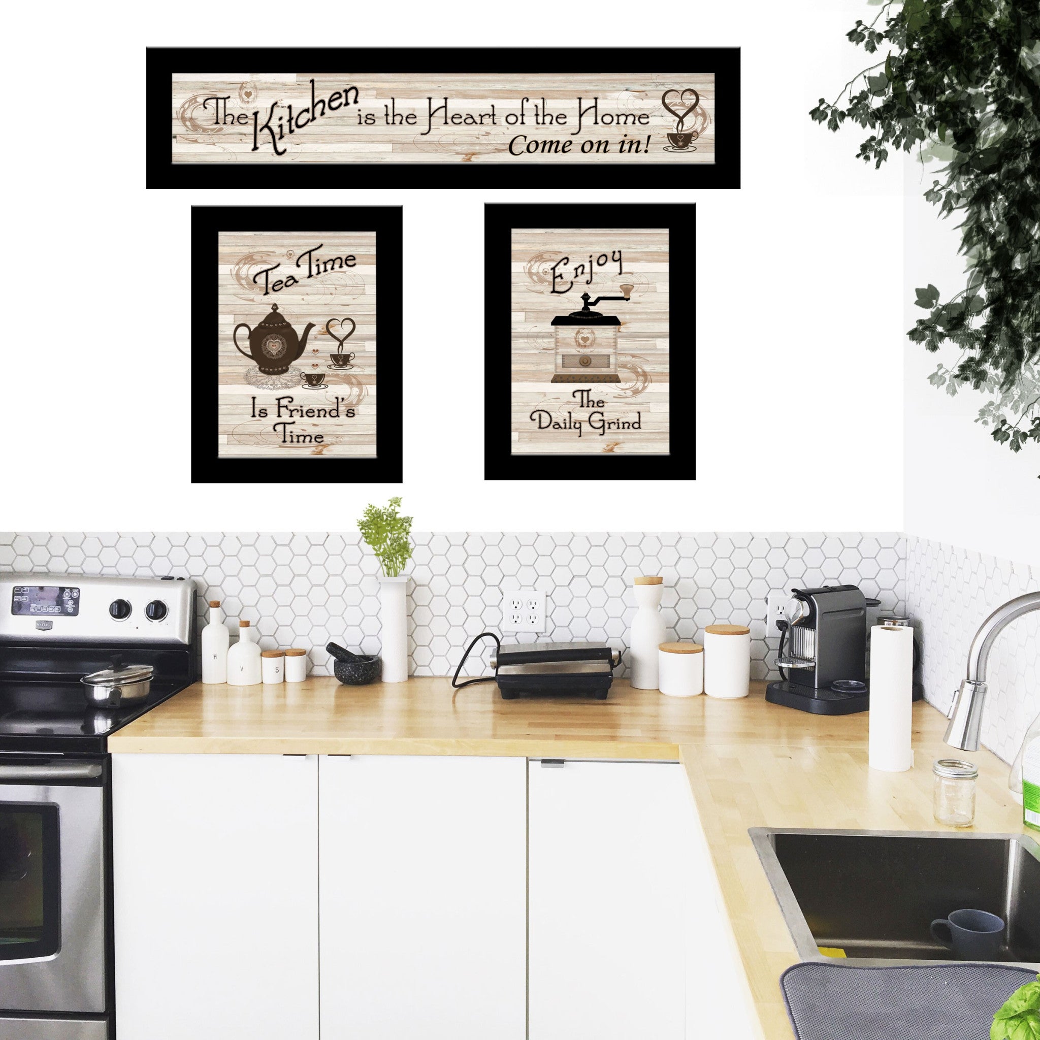 Set Of Three Kitchen Friendship Collection Iii 3 Black Framed Print Kitchen Wall Art