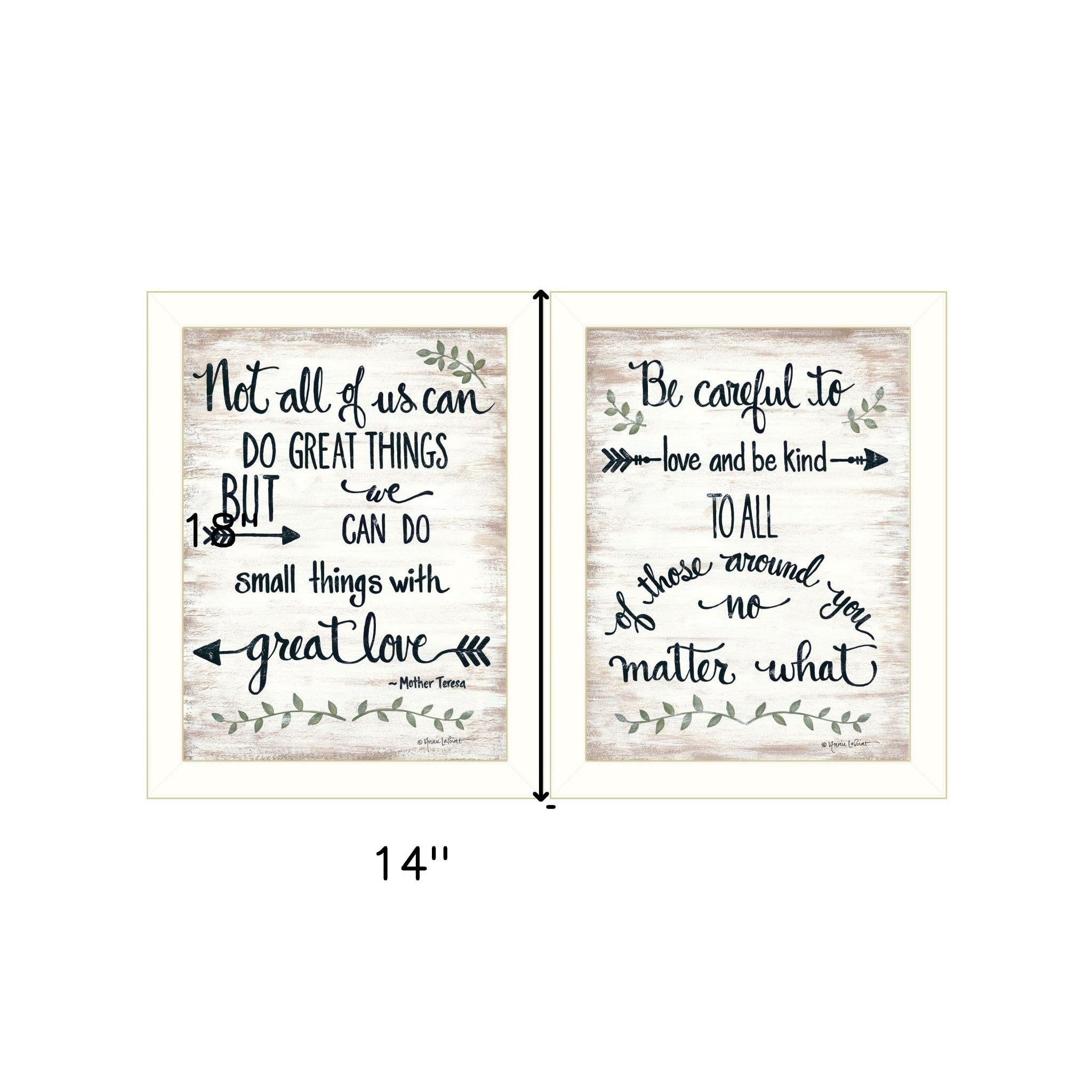 Set Of Two Great Love 2 White Framed Print Wall Art