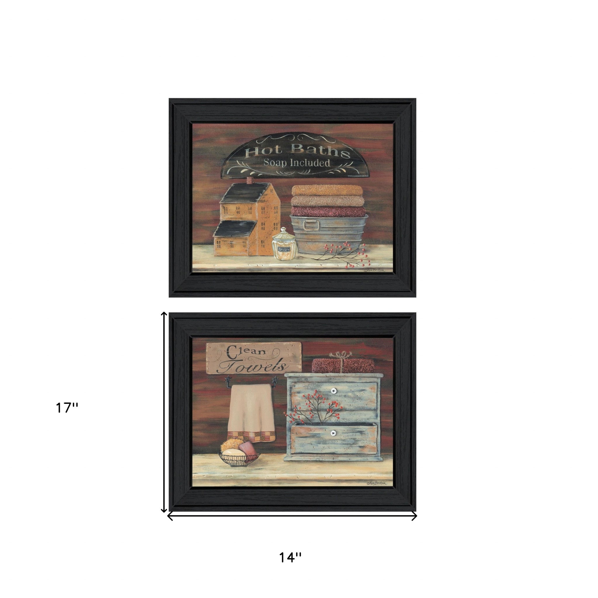 Set Of Two Hot Bath Or Clean Towels Black Framed Print Wall Art