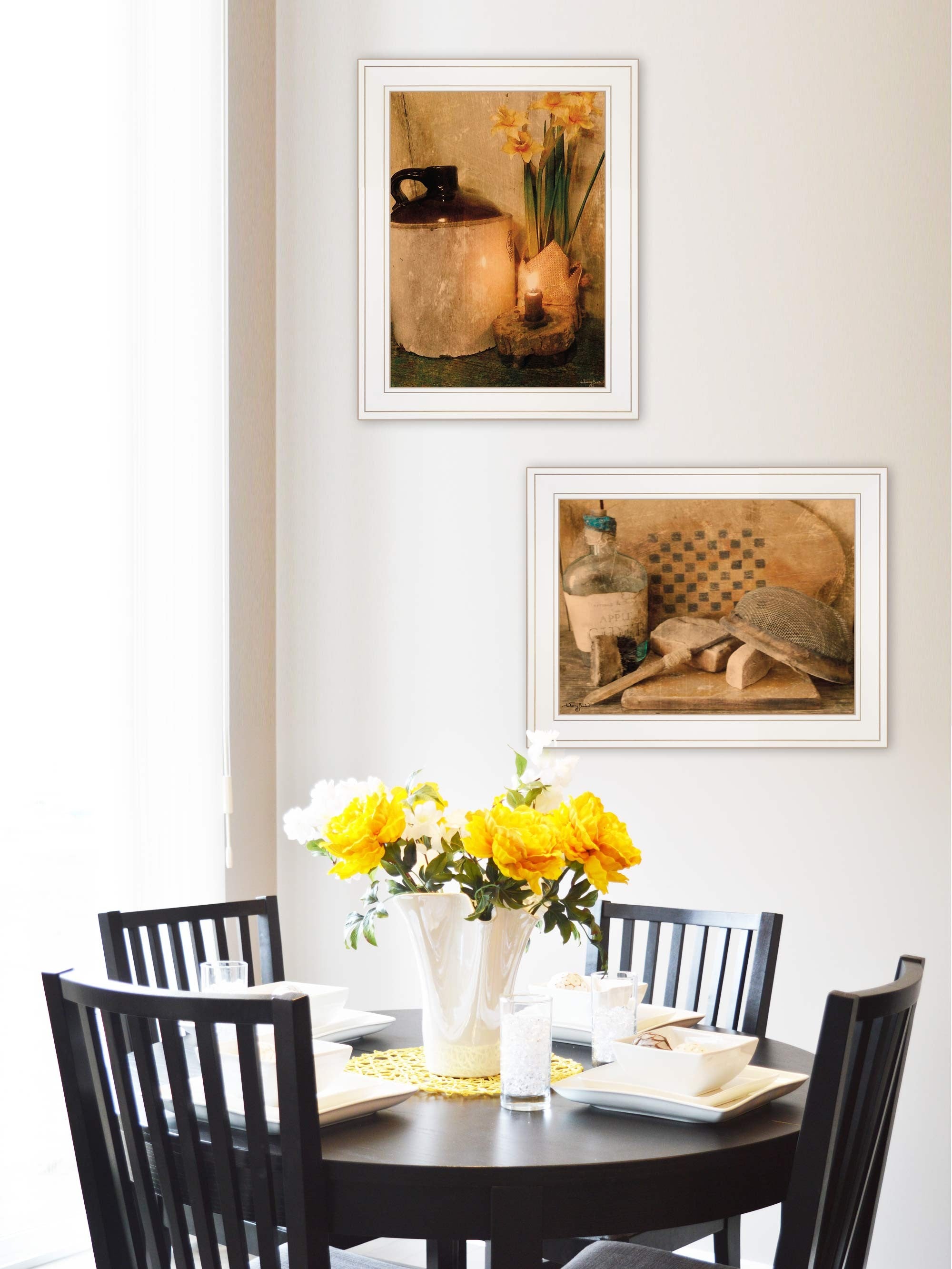 Set Of Two Daffodils And Cider 1 White Framed Print Wall Art