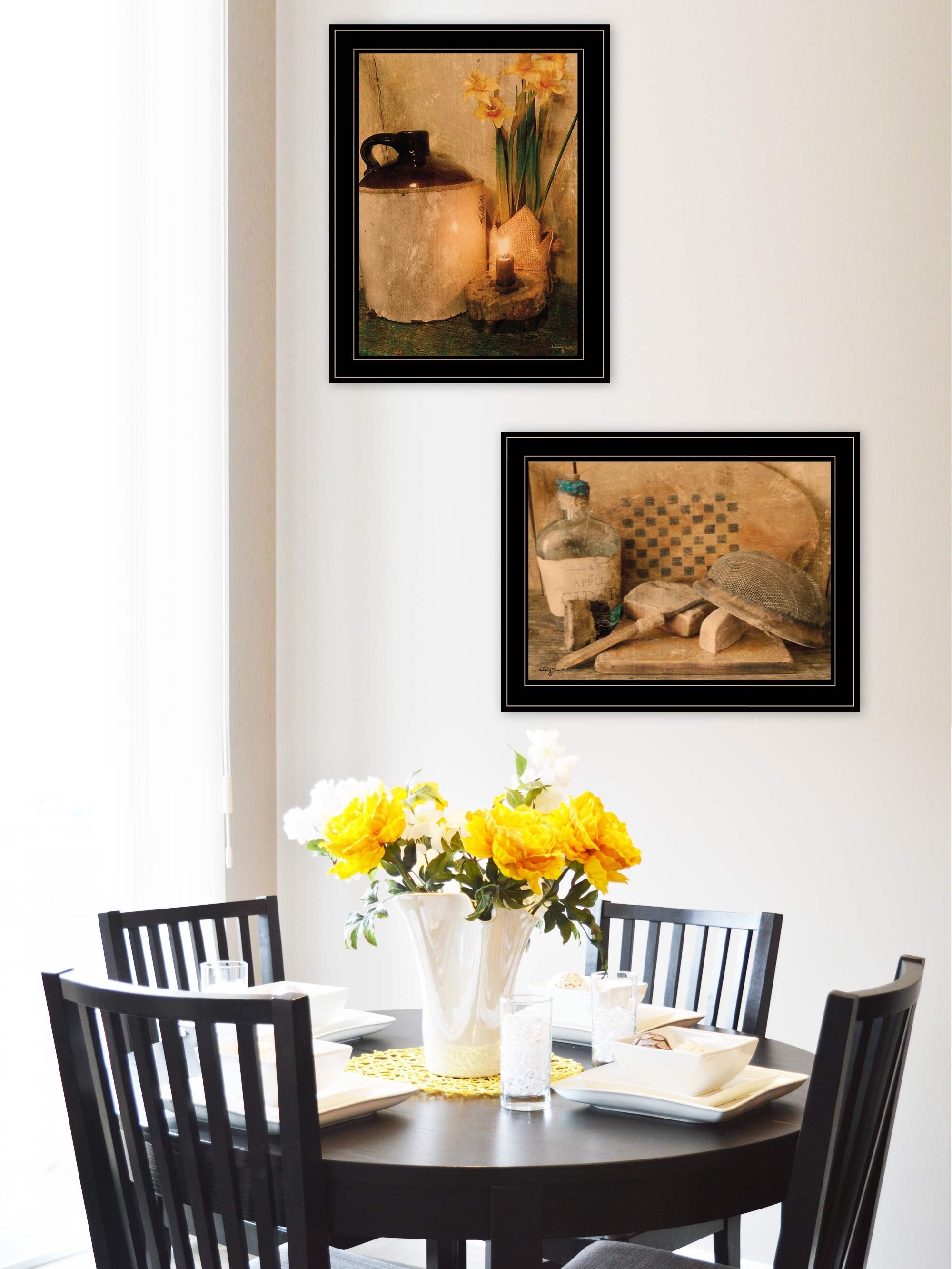 Set Of Two Daffodils And Cider 2 Black Framed Print Wall Art