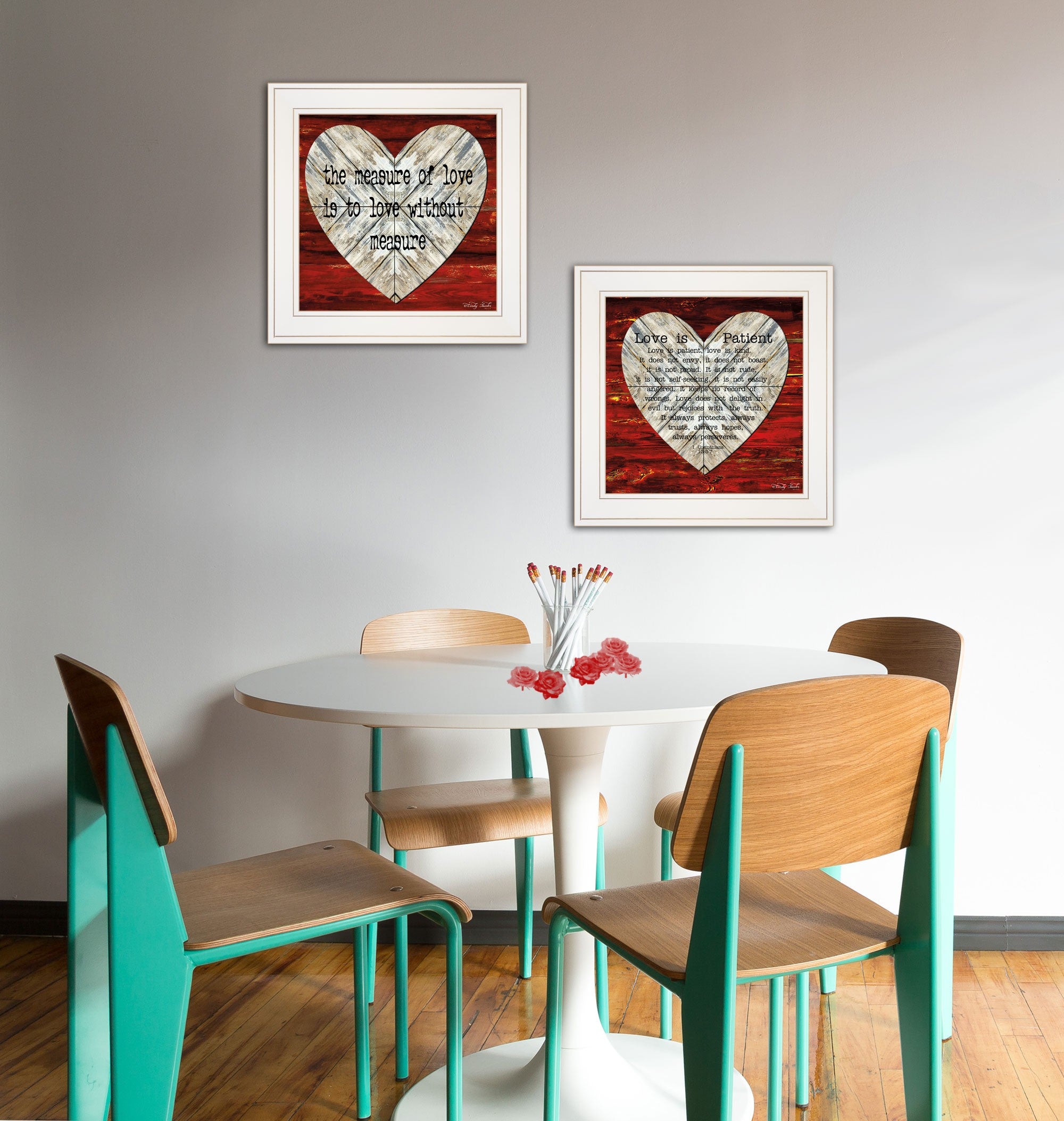 Set Of Two Love Without Measure White Framed Print Wall Art