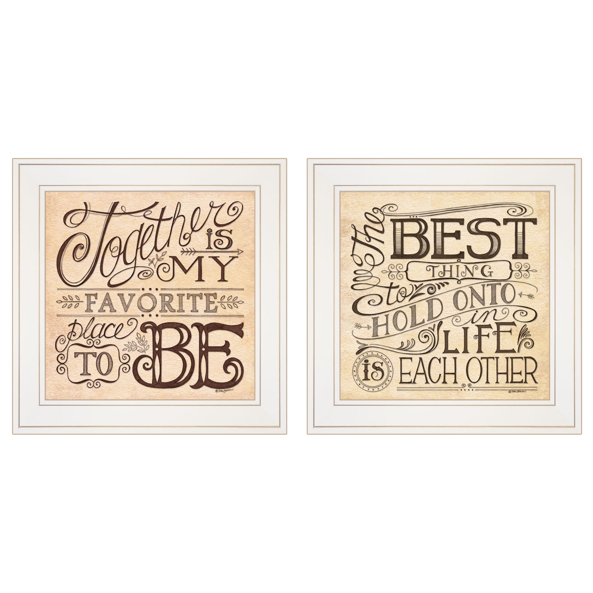 Set Of Two Together Or Each Other 1 White Framed Print Wall Art