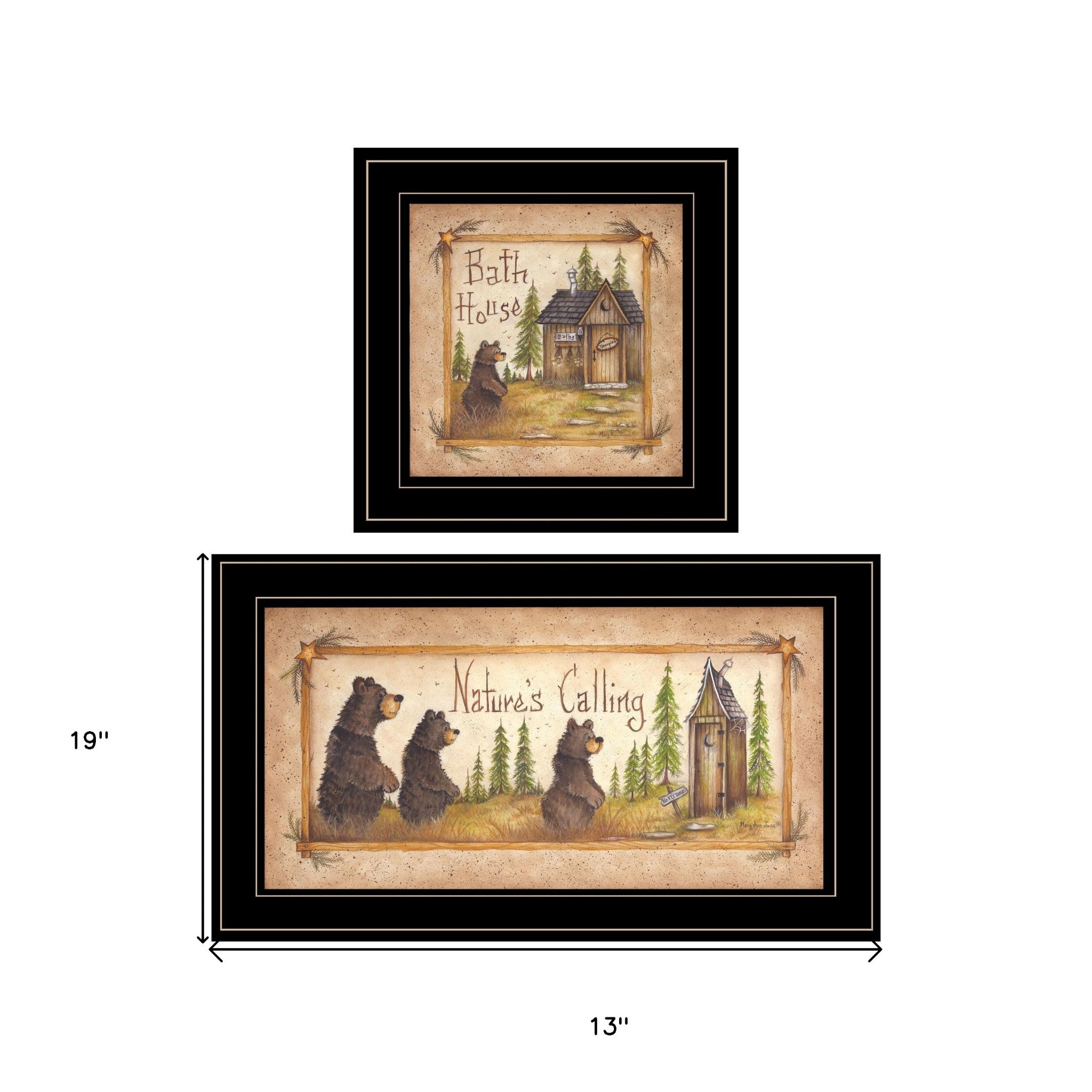 Set Of Two Natures Or Bath 2 Black Framed Print Wall Art