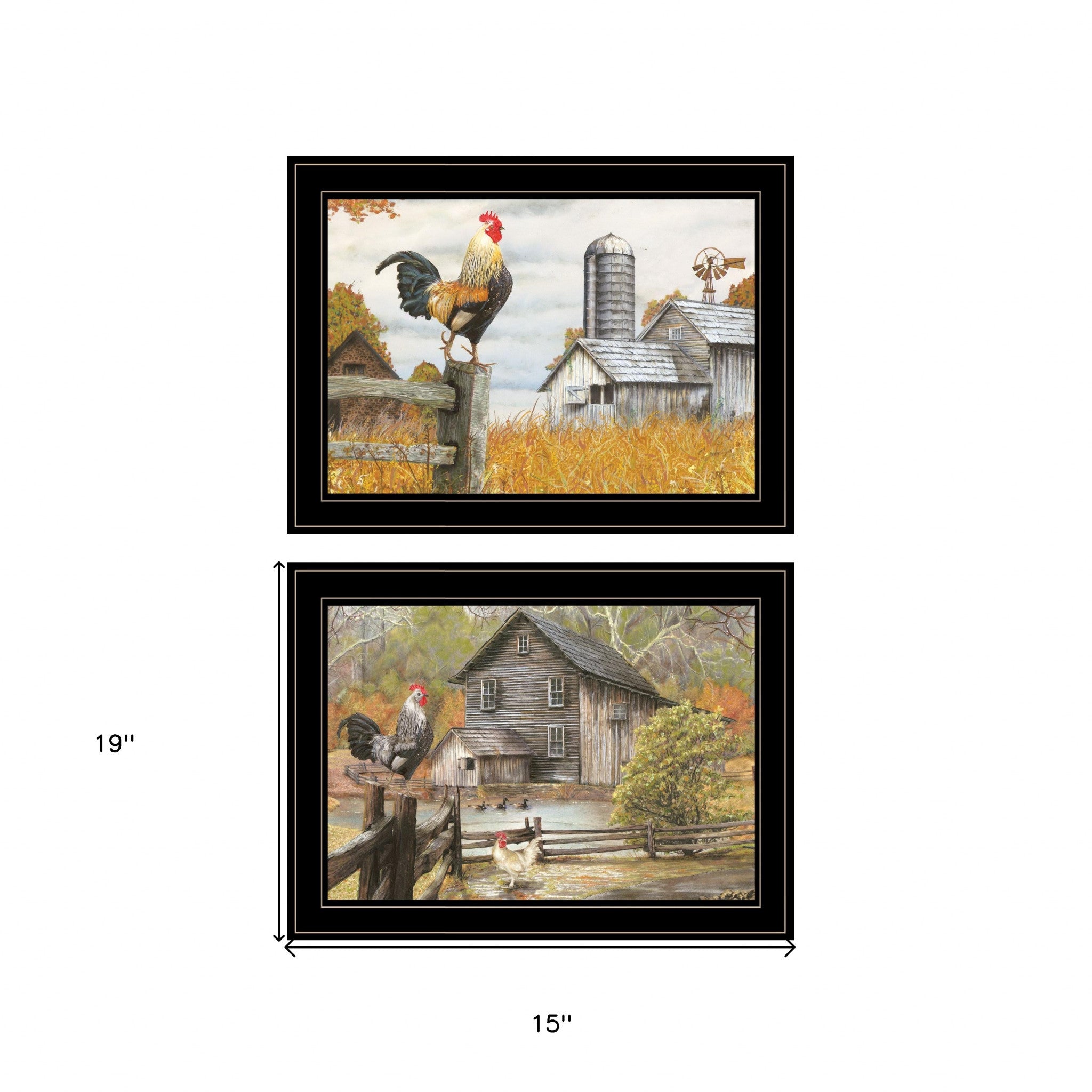 Set Of Two Down On The Farm 2 Black Framed Print Wall Art