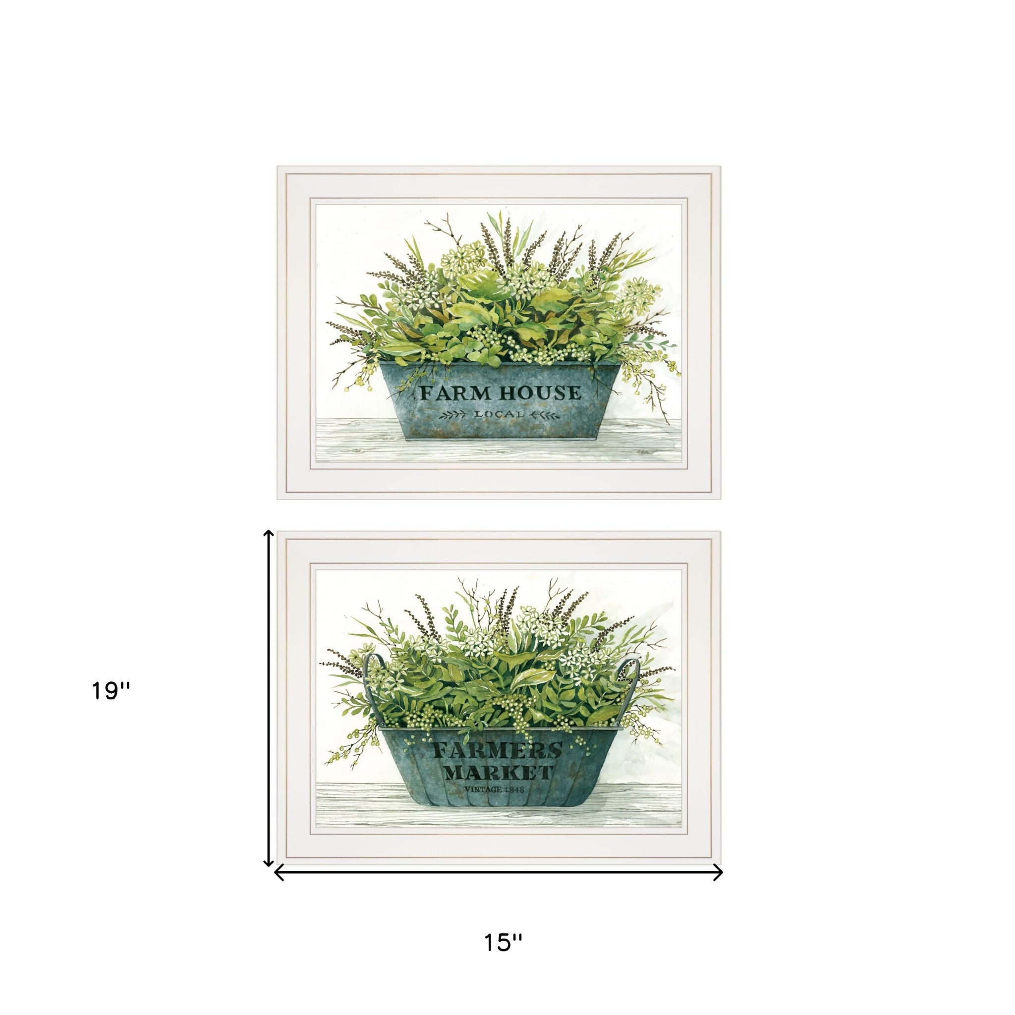 Set Of Two Farm Market Bouquet White Framed Print Wall Art