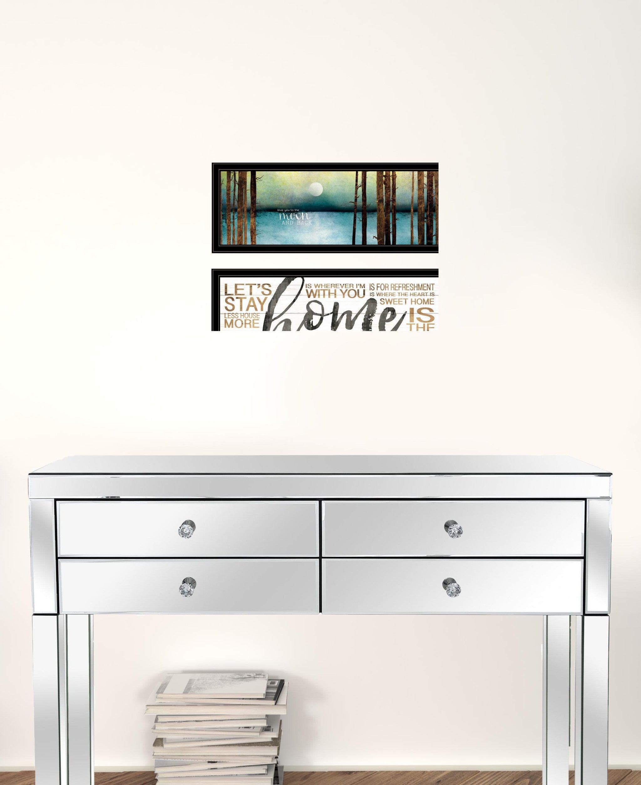 Set Of Two Love Or Home 1 Black Framed Print Wall Art