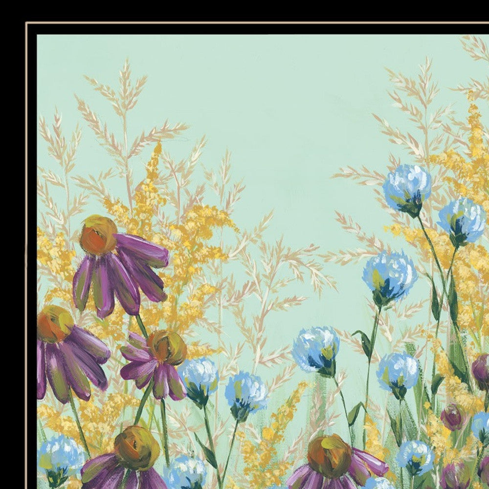 Set Of Two Floral Field 2 Black Framed Print Wall Art