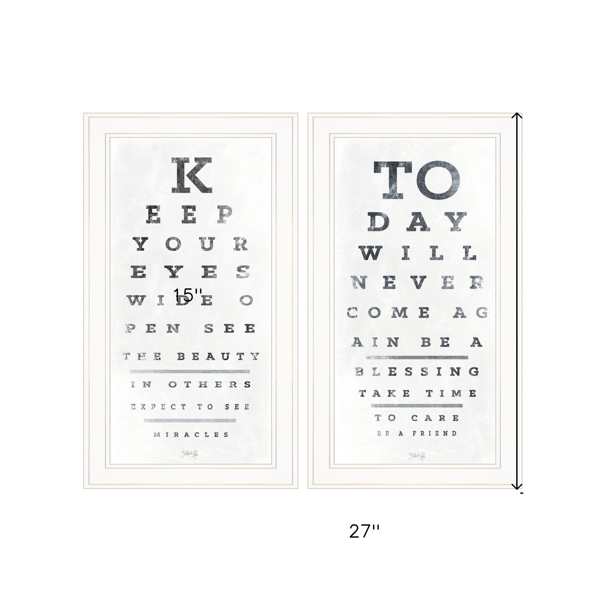 Set Of Two Eye Charts 3 White Framed Print Wall Art