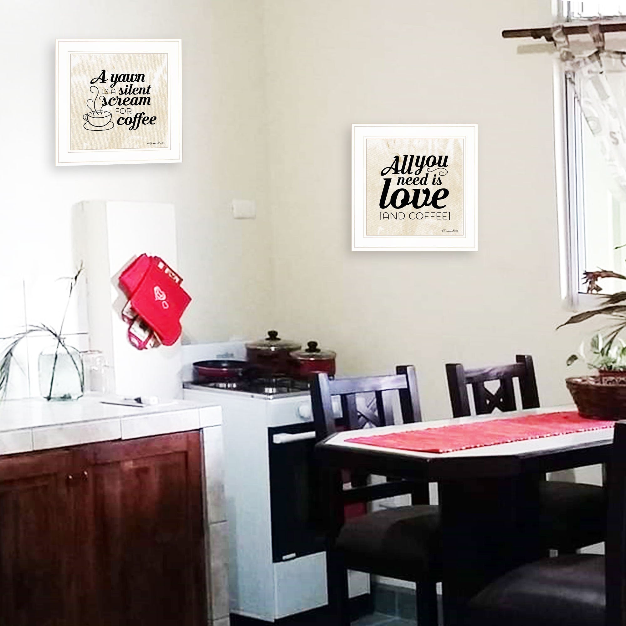 Set Of Two All You Need Is Coffee 1 White Framed Print Wall Art