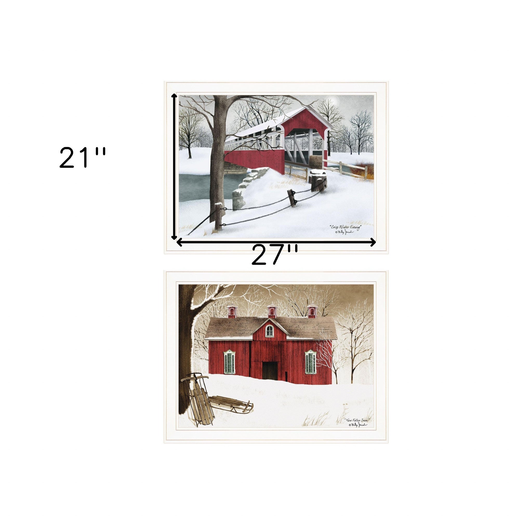 Set Of Two Crisp & New Fallen Snow 2-Piece 1 White Framed Print Wall Art