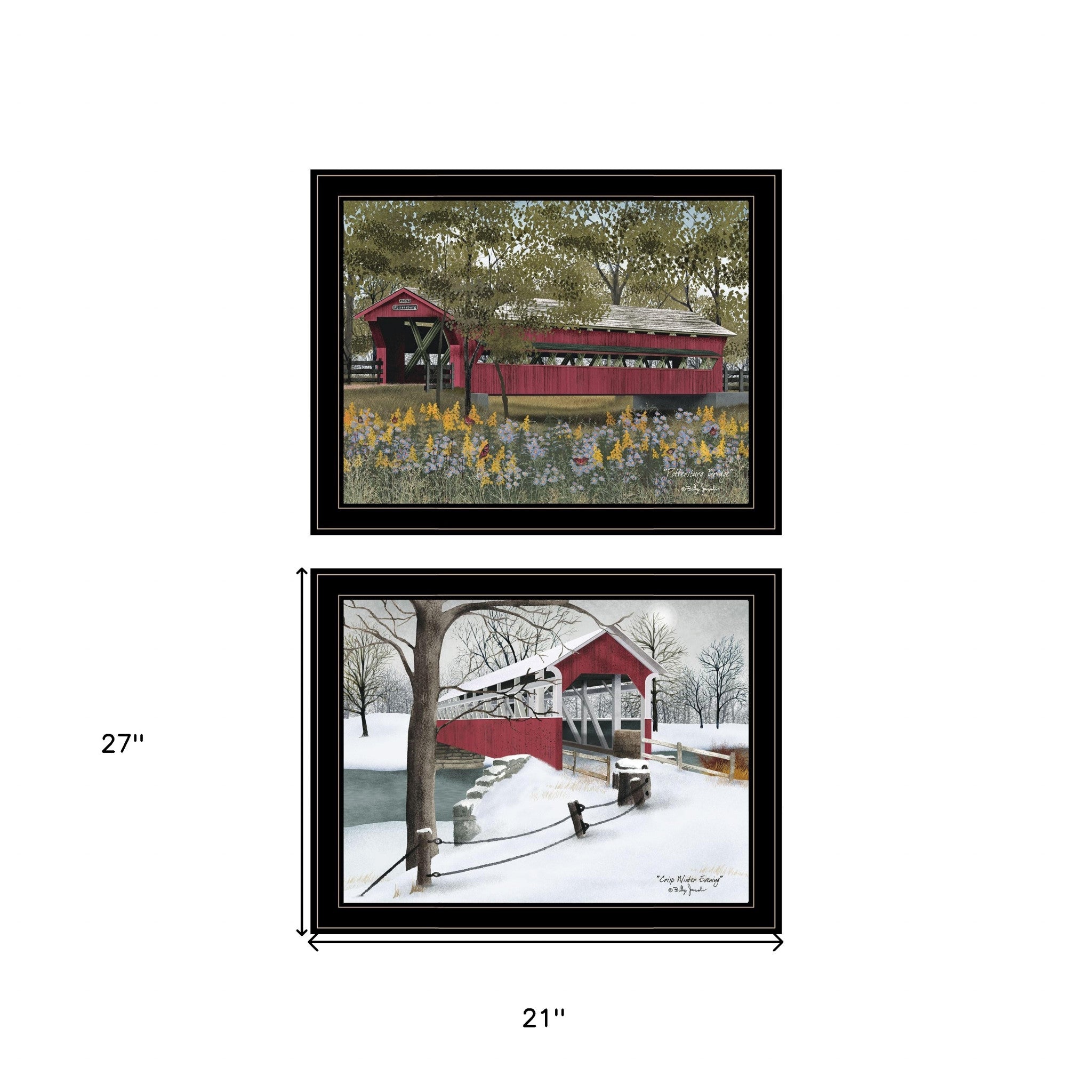 Set Of Two Covered Bridge Black Framed Prints Wall Art