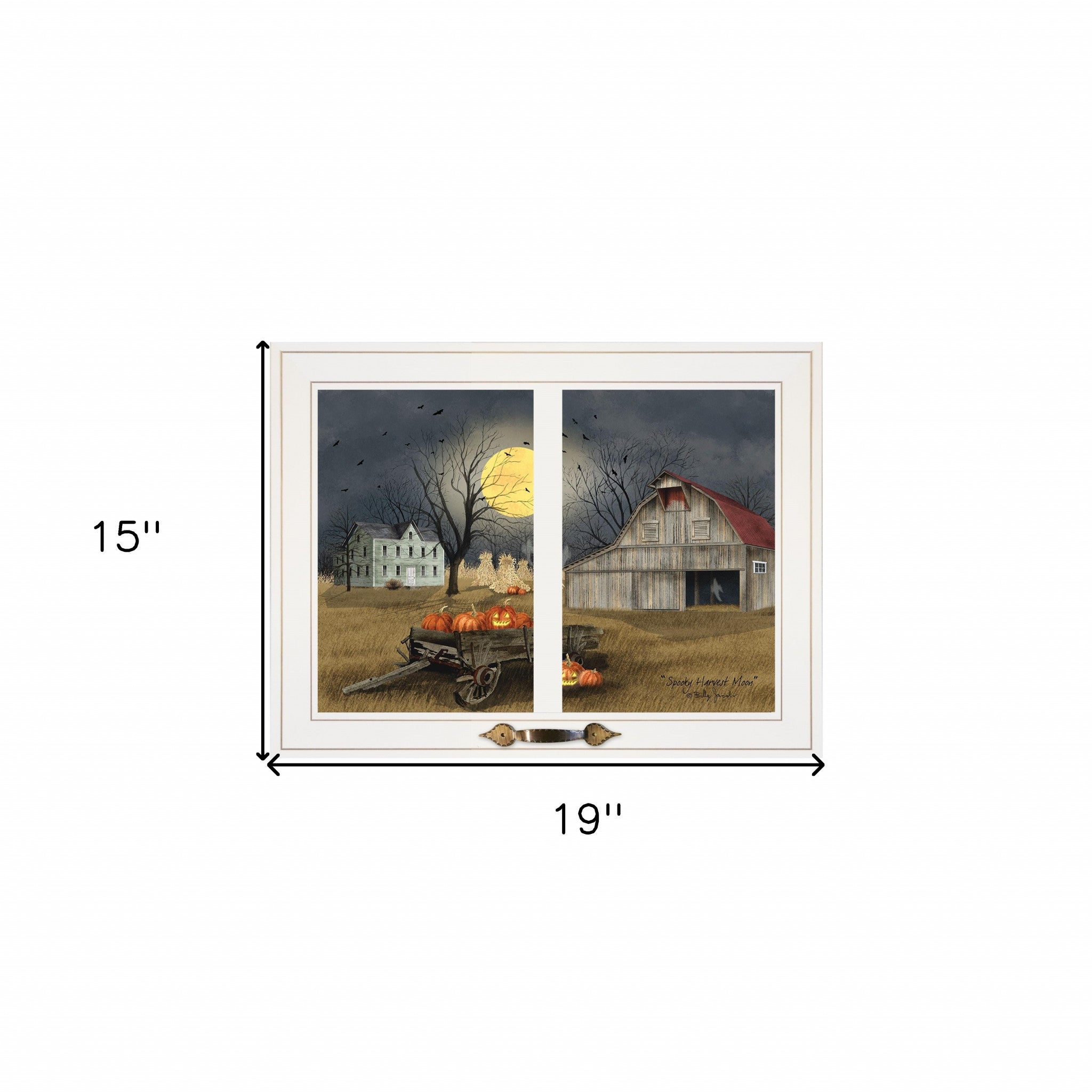 Spooky Harvest Moon Halloween White Framed Print Wall Art