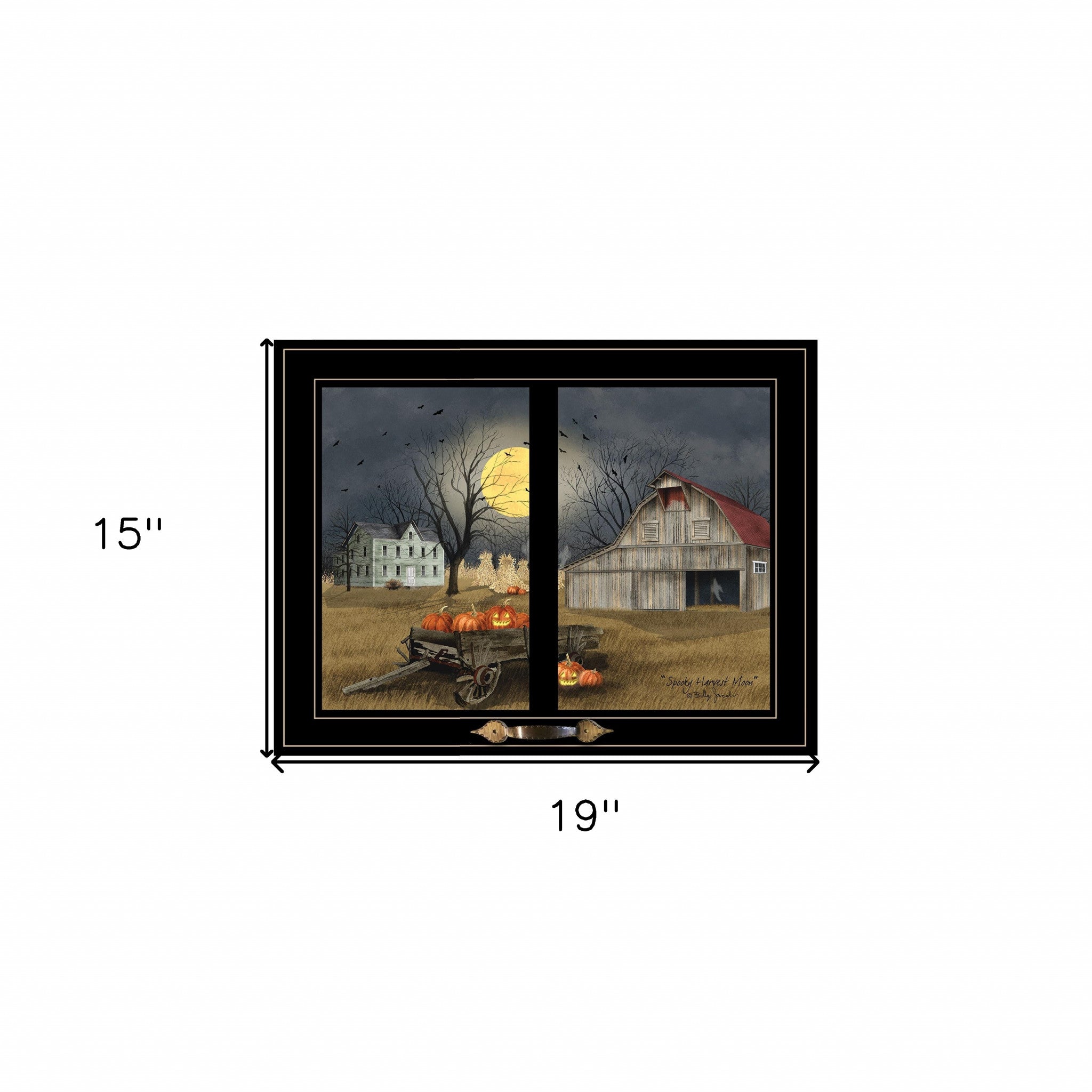 Spooky Harvest Moon 7 Black Framed Print Wall Art