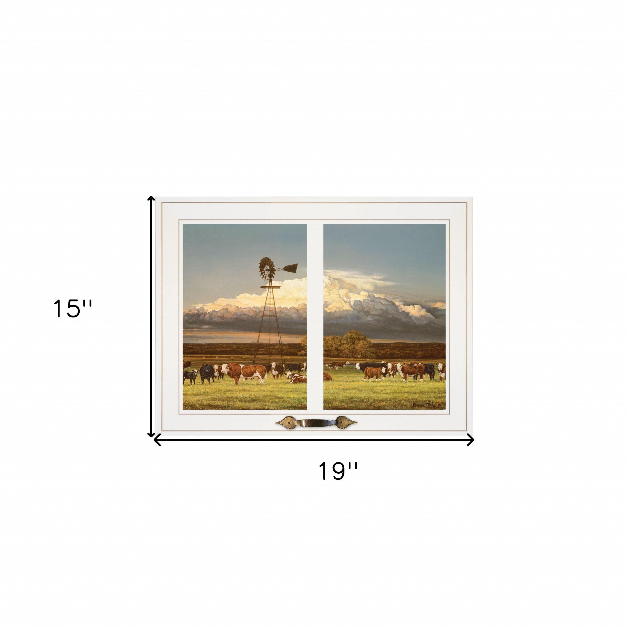 Summer Pastures Holstein Cows With Windmill White Framed Print Wall Art