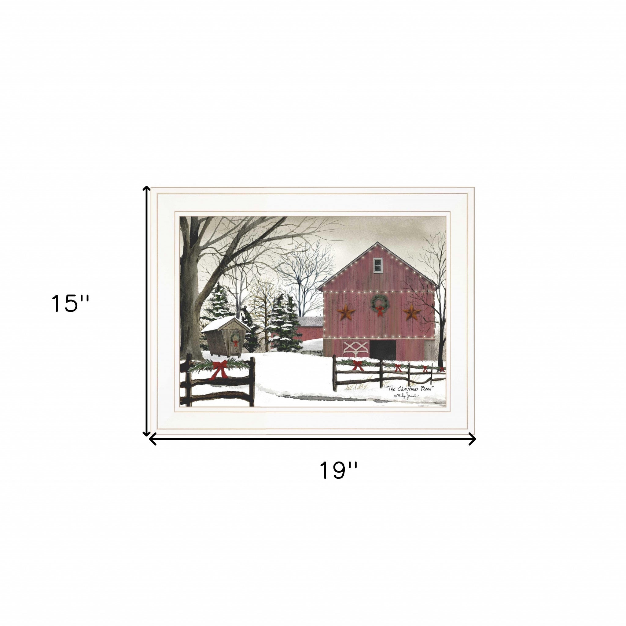 Christmas Barn 1 White Framed Print Wall Art