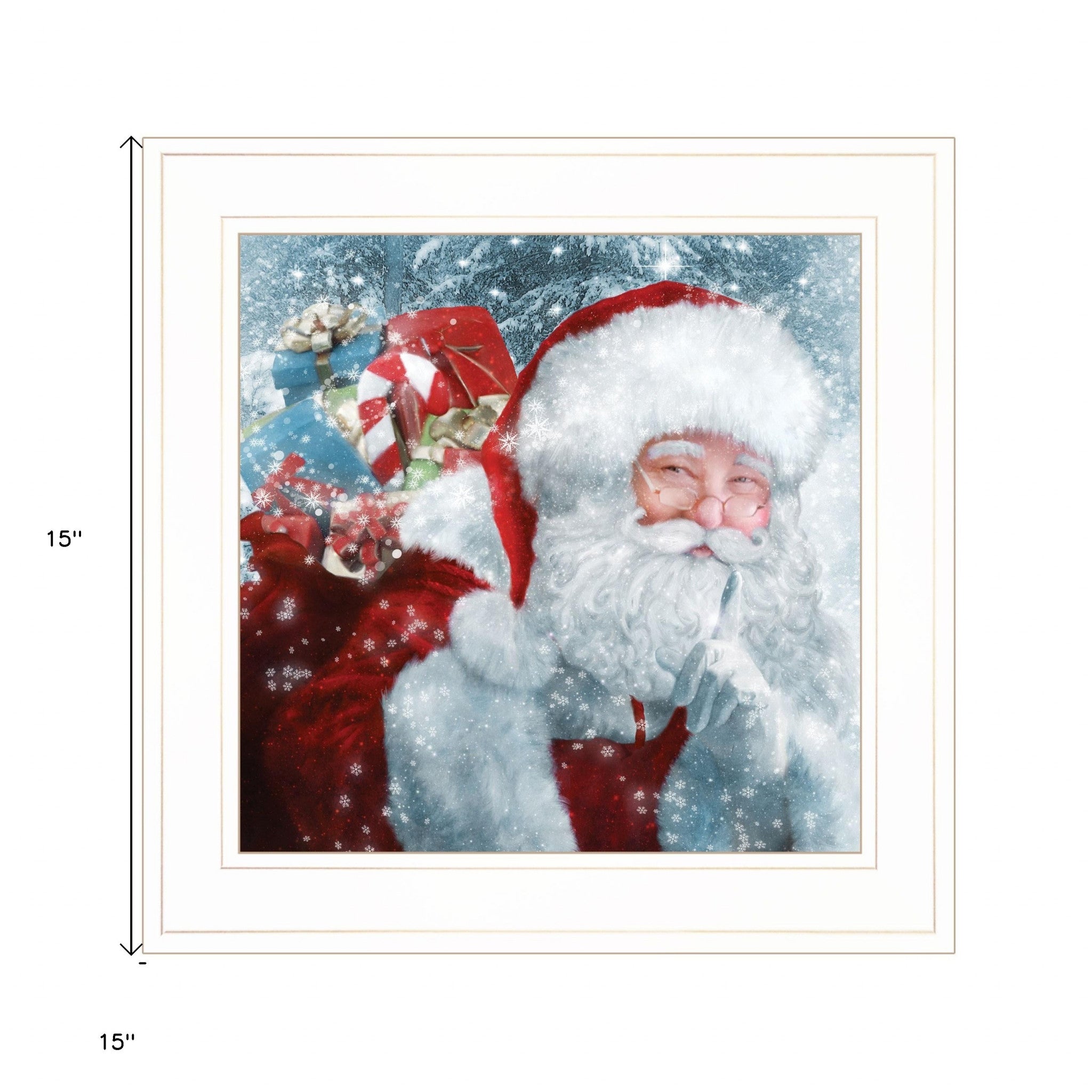 Santa With Presents 1 White Framed Print Wall Art