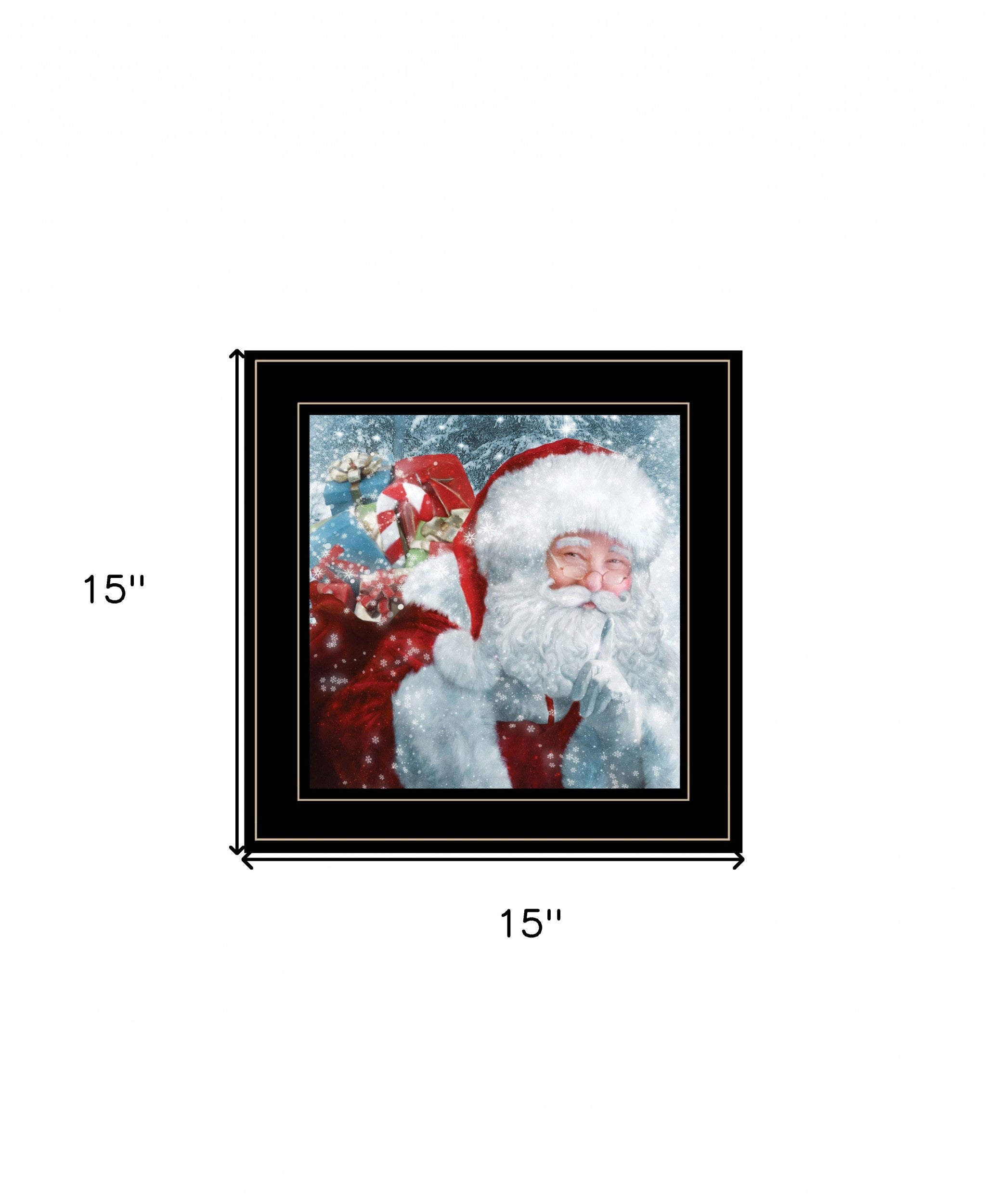 Santa With Presents 2 Black Framed Print Wall Art