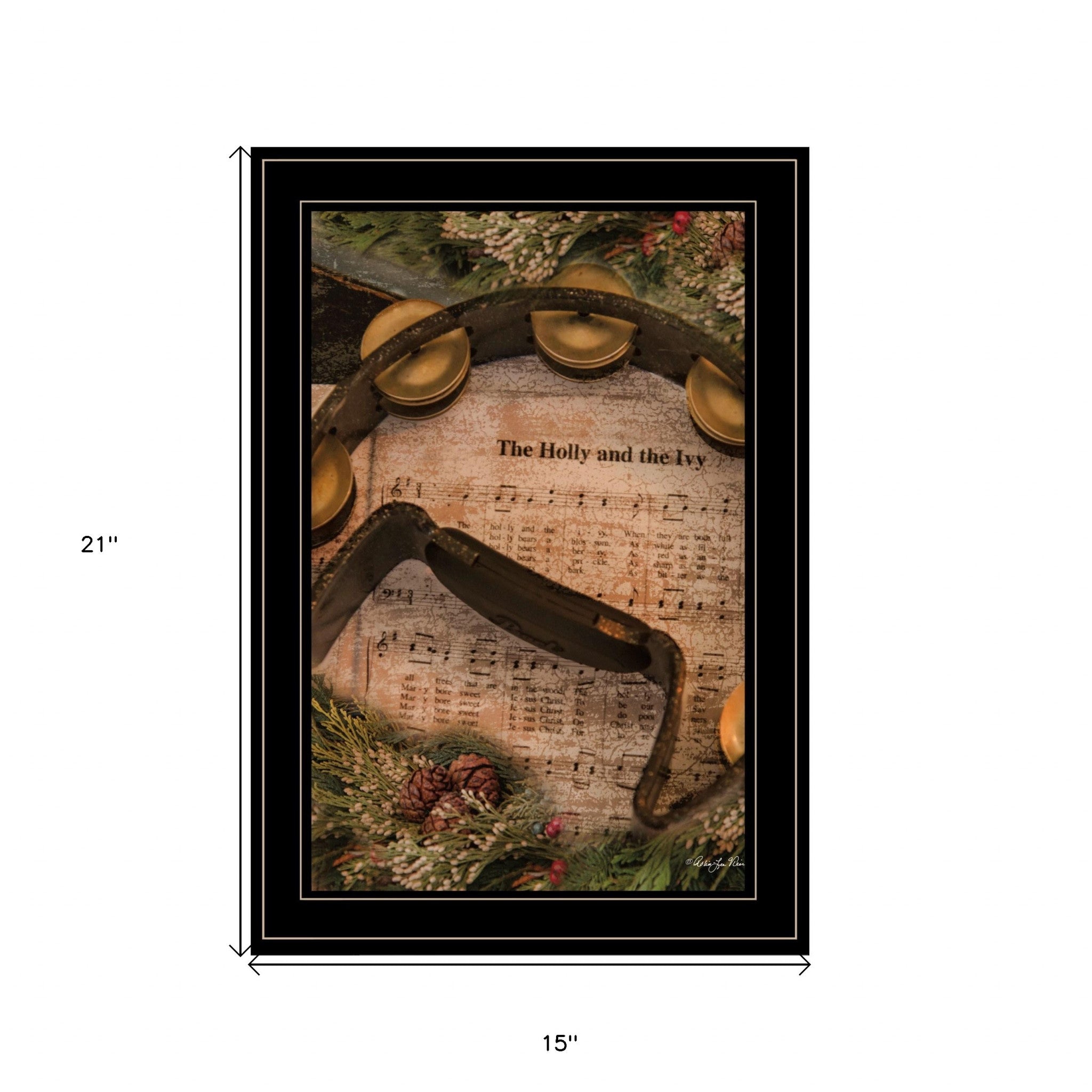 Holly and Ivy Sheet Music Black Framed Print Wall Art