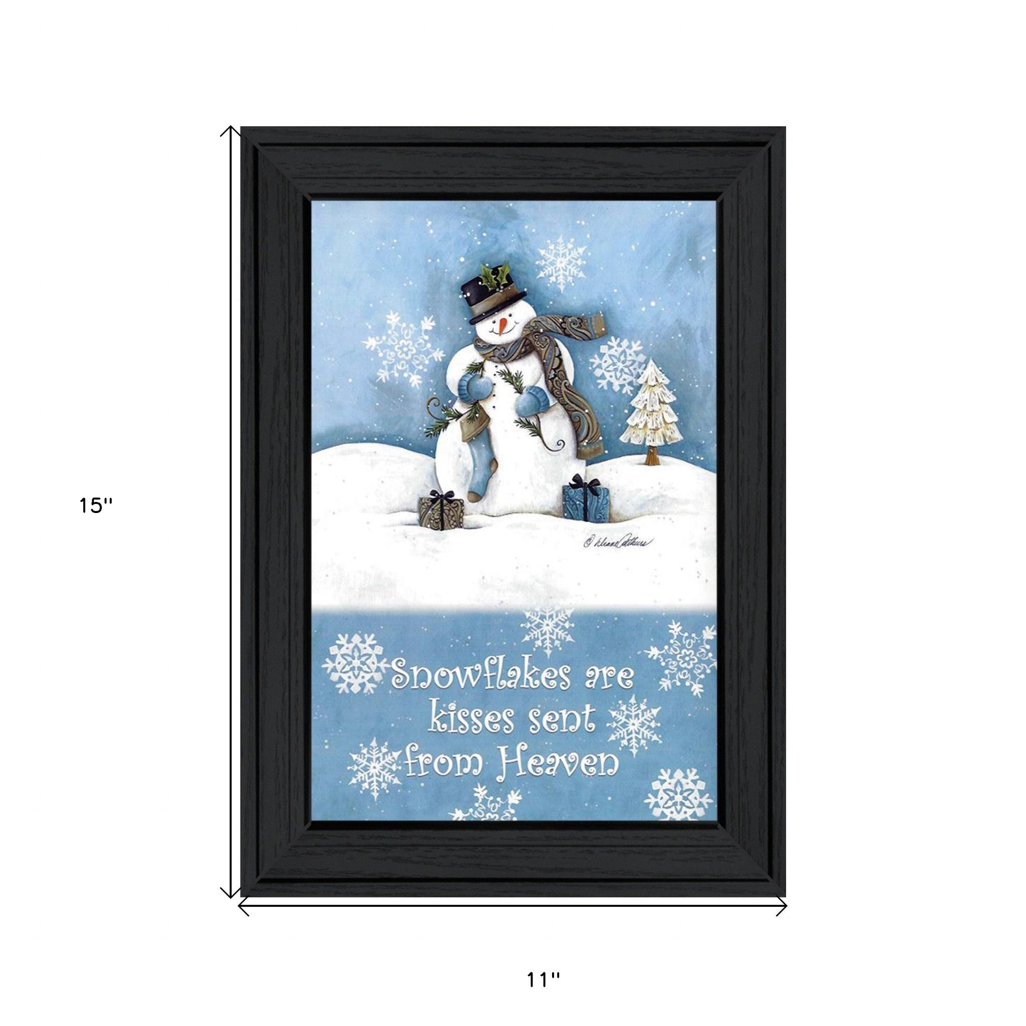 Trendy Snowman 2 Black Framed Print Wall Art