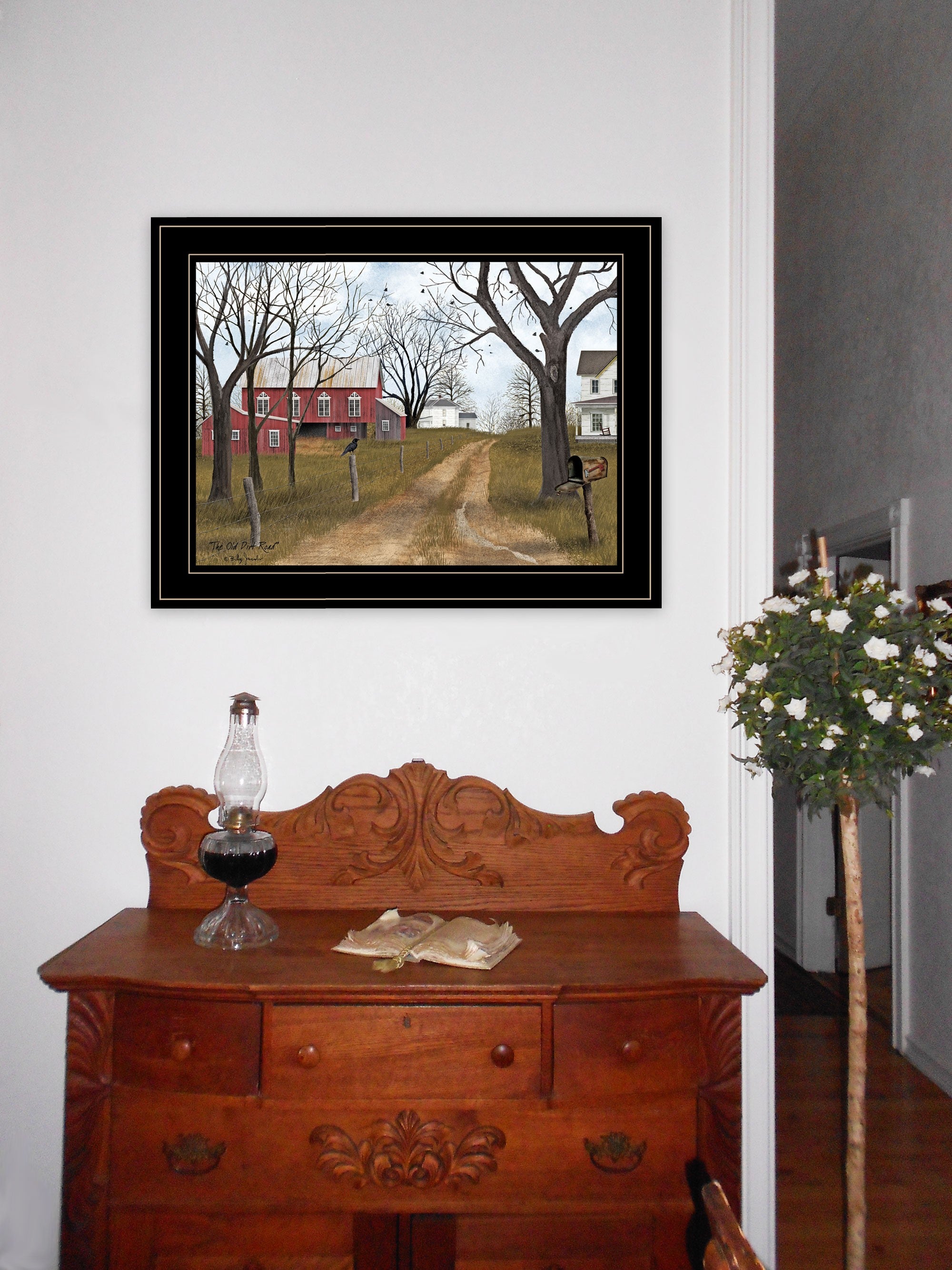 The Old Dirt Road 3 Black Framed Print Wall Art