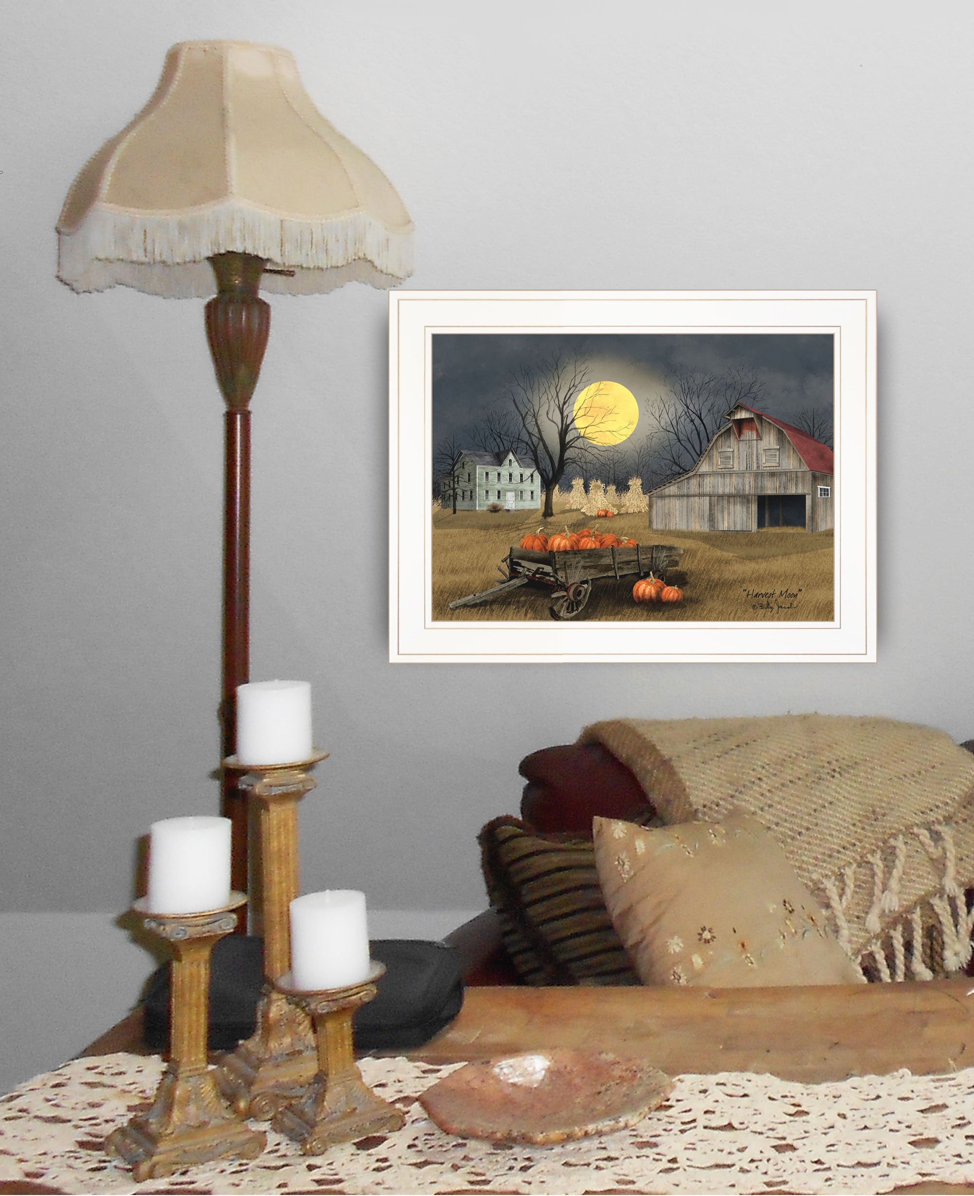 Harvest Moon 5 White Framed Print Wall Art