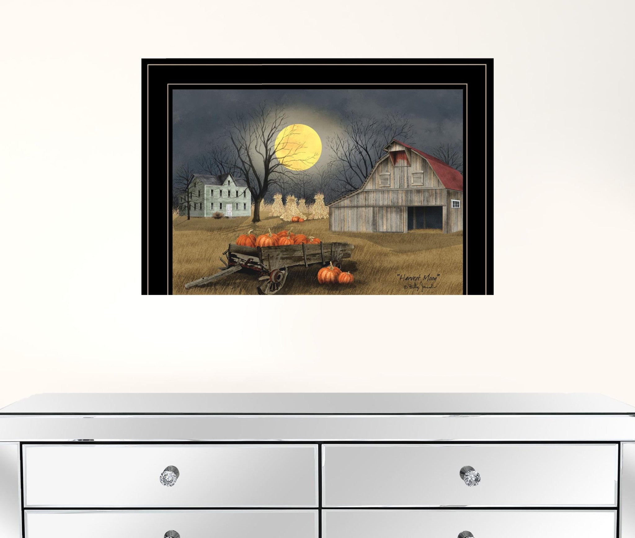 Harvest Moon 7 Black Framed Print Wall Art