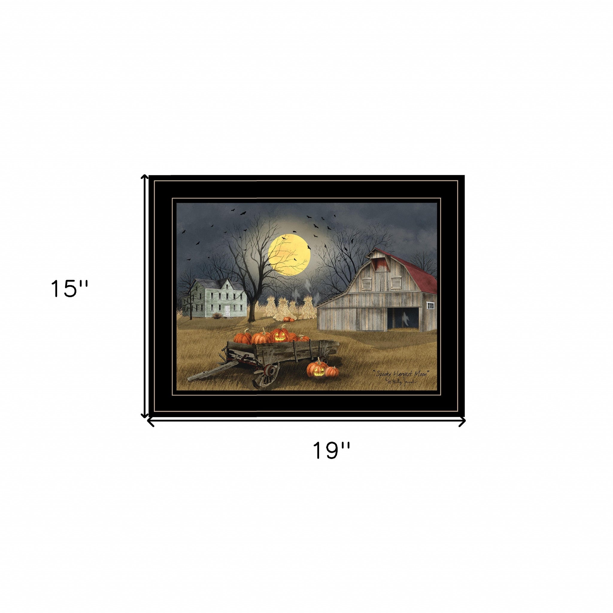 Spooky Harvest Moon 4 Black Framed Print Wall Art