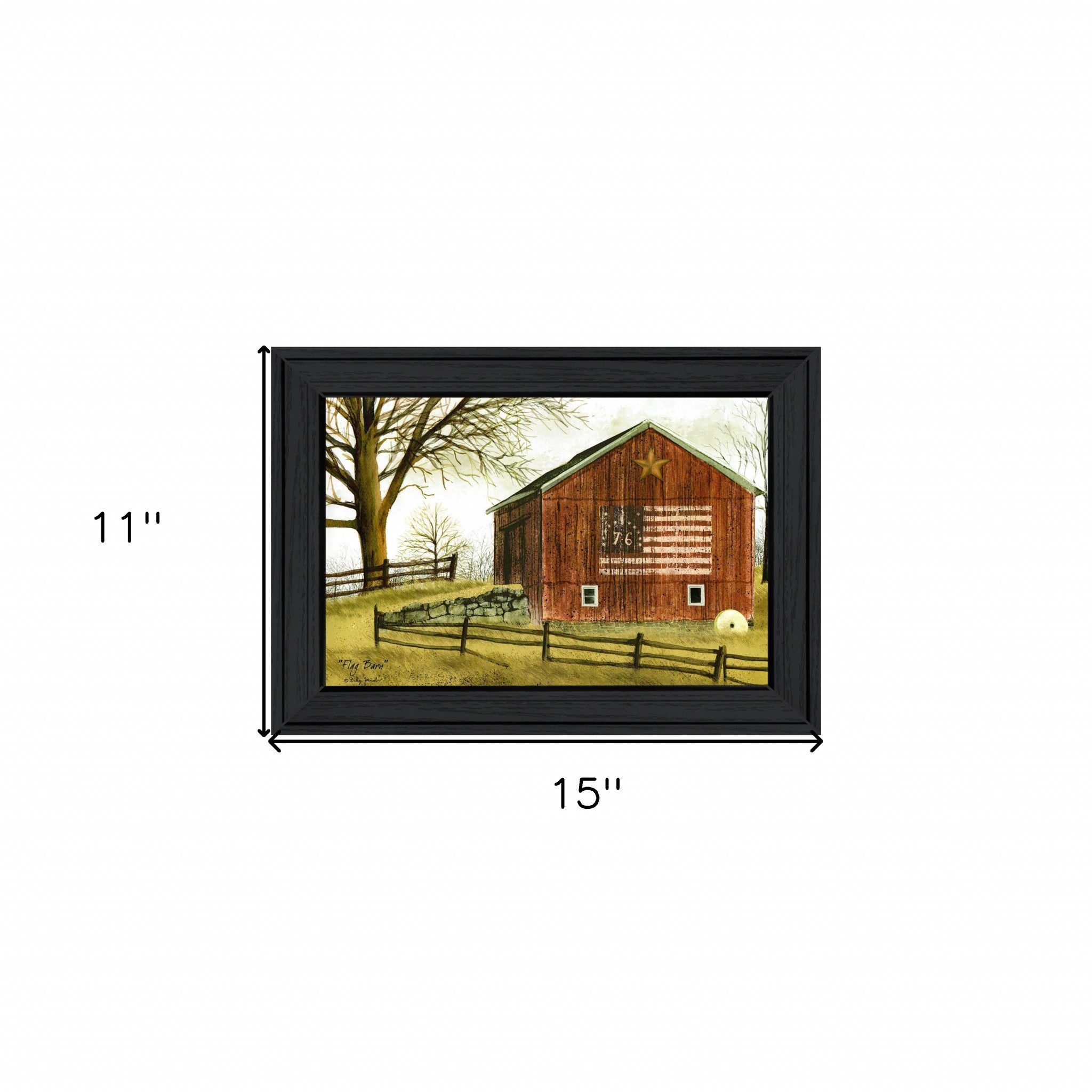 Flag Barn 2 Black Framed Print Wall Art