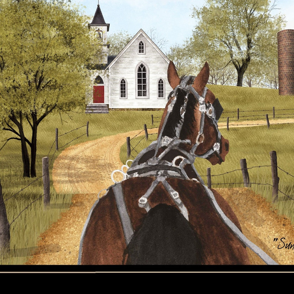 Amish On Sunday Drive 2 Black Framed Print Wall Art