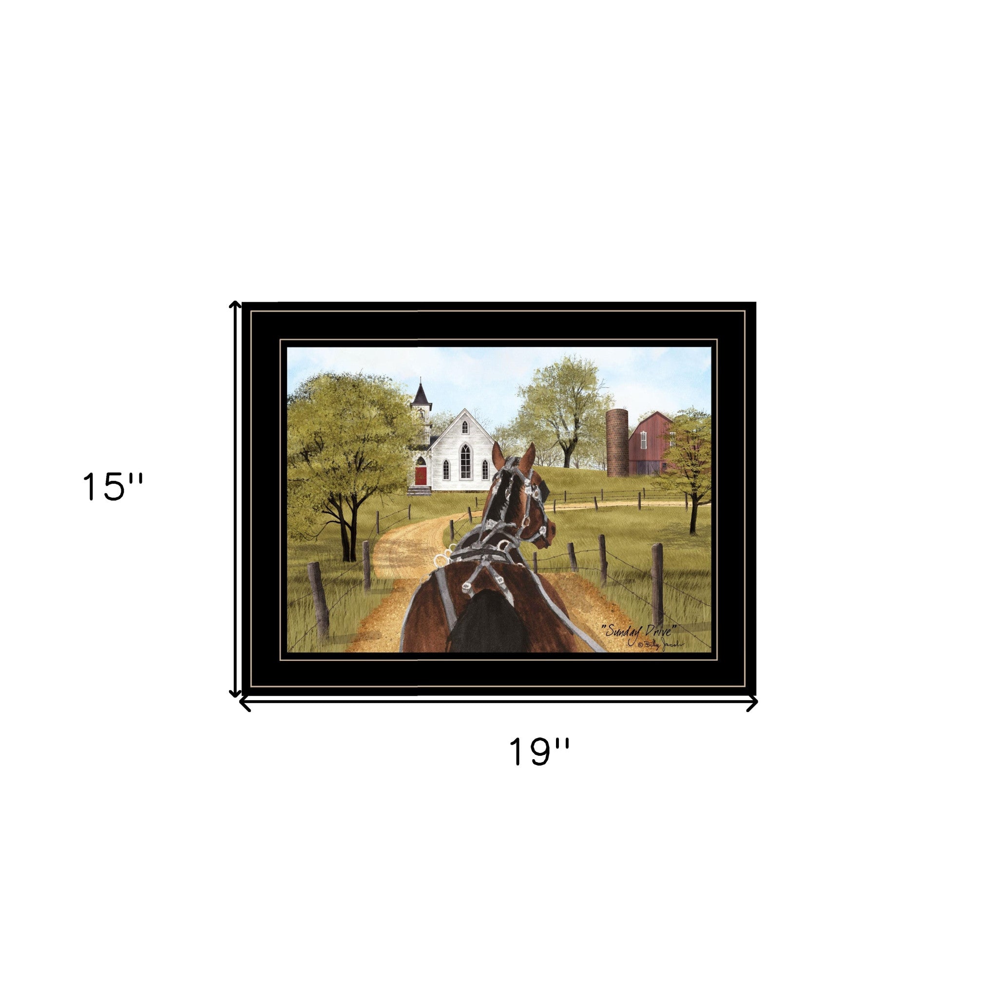 Amish On Sunday Drive 2 Black Framed Print Wall Art