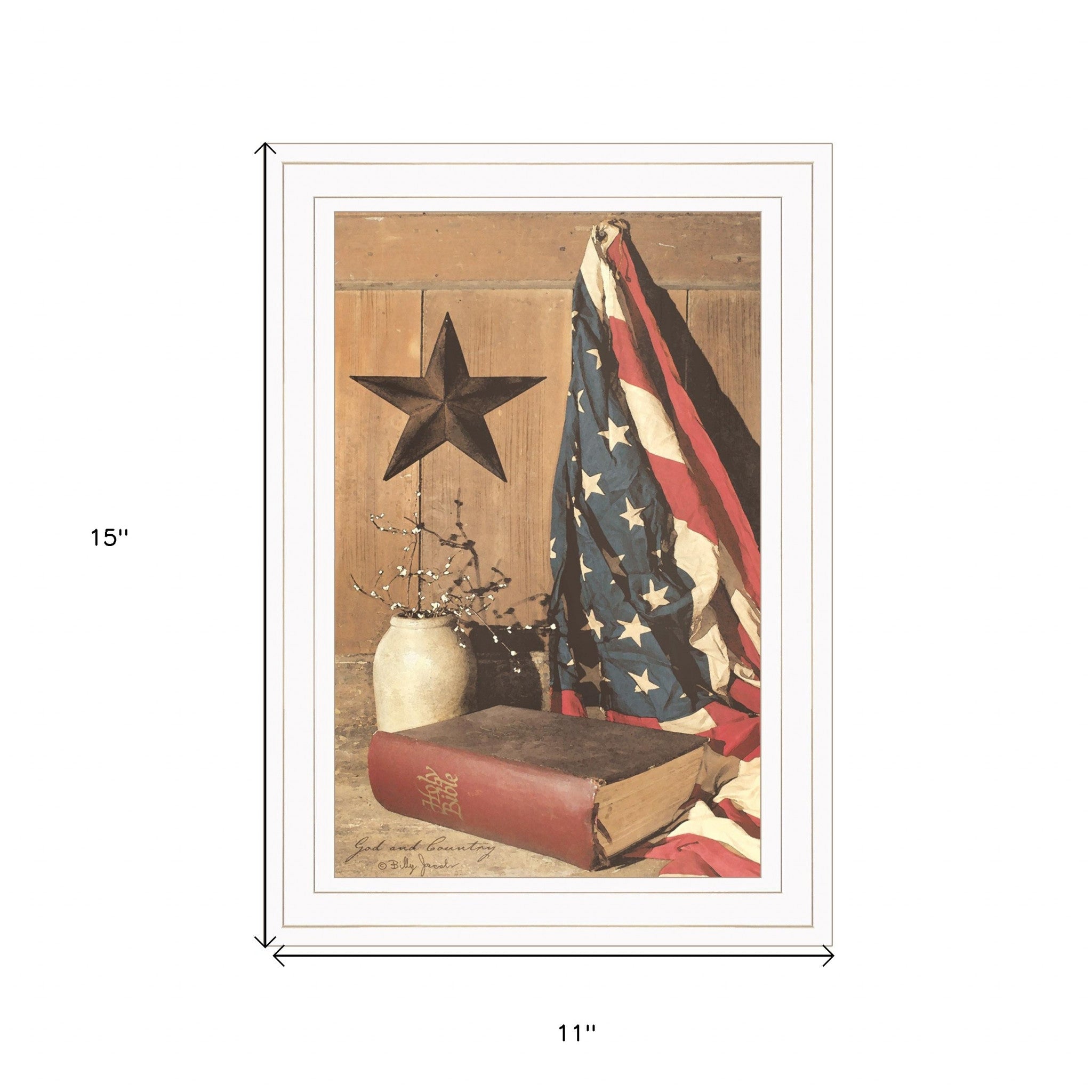 God And Country 1 White Framed Print Wall Art