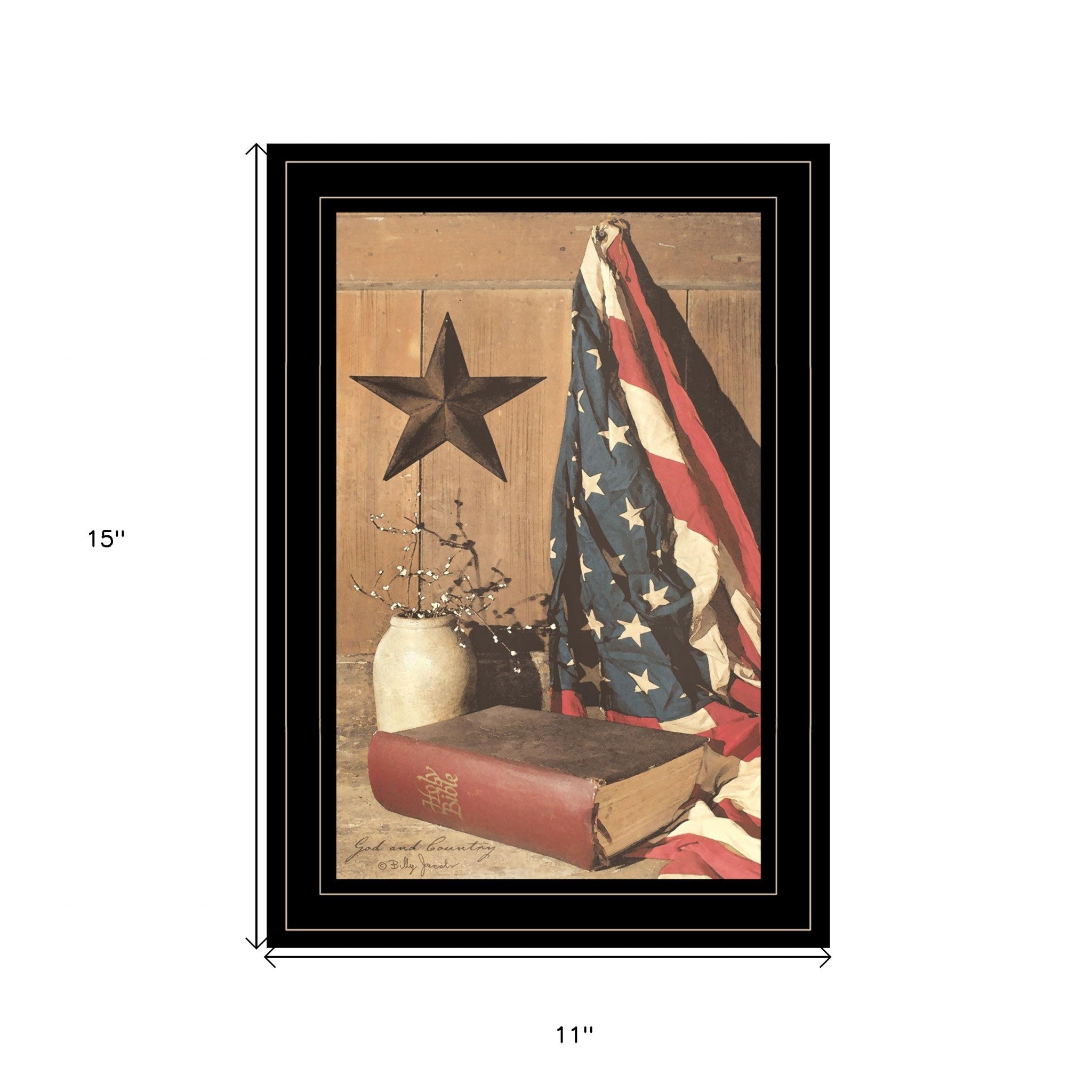 God And Country 3 Black Framed Print Wall Art