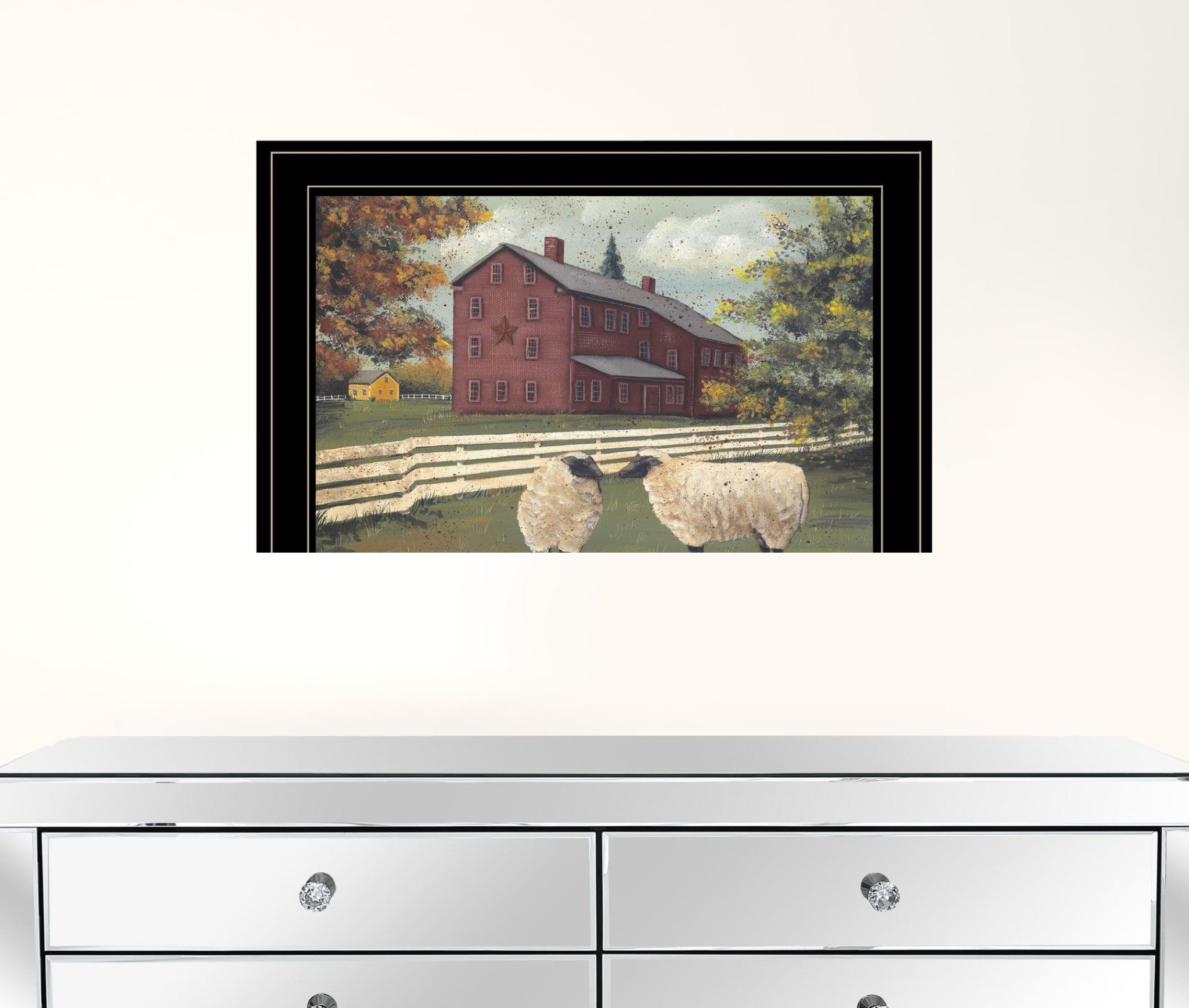 Hancock Sheep 3 Black Framed Print Wall Art